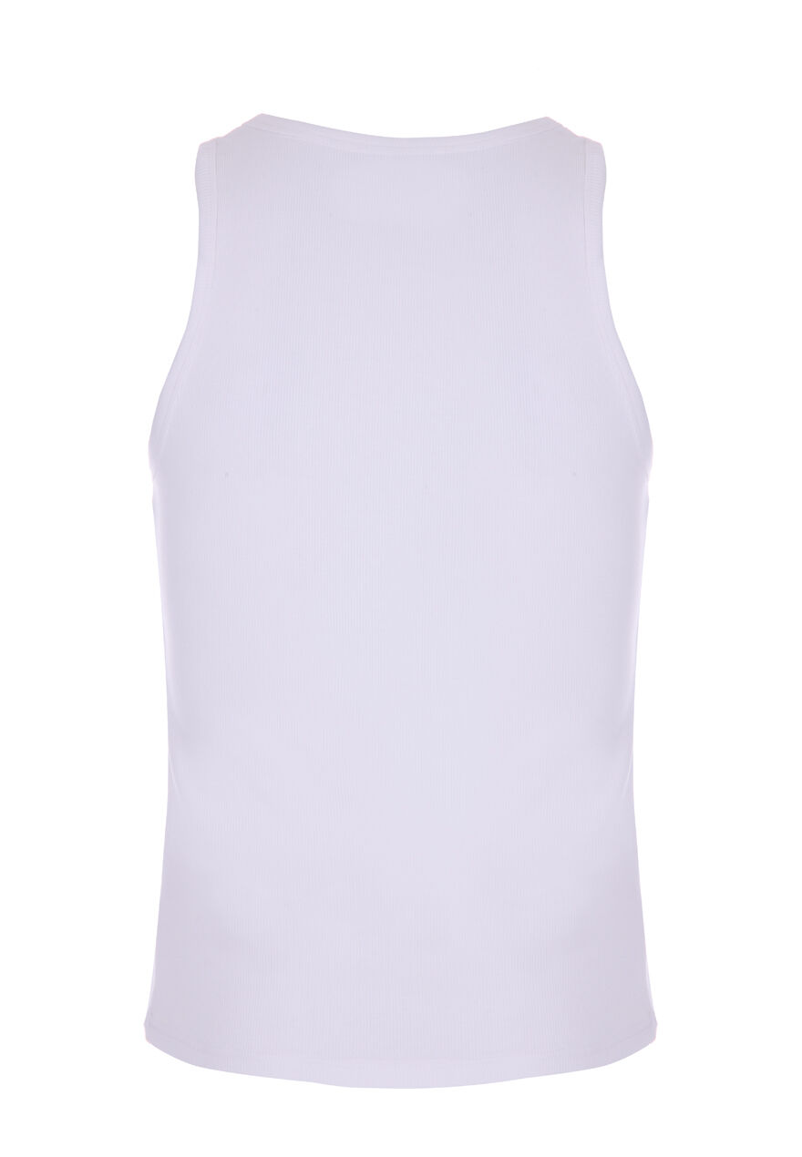 Mens White Ribbed Vest