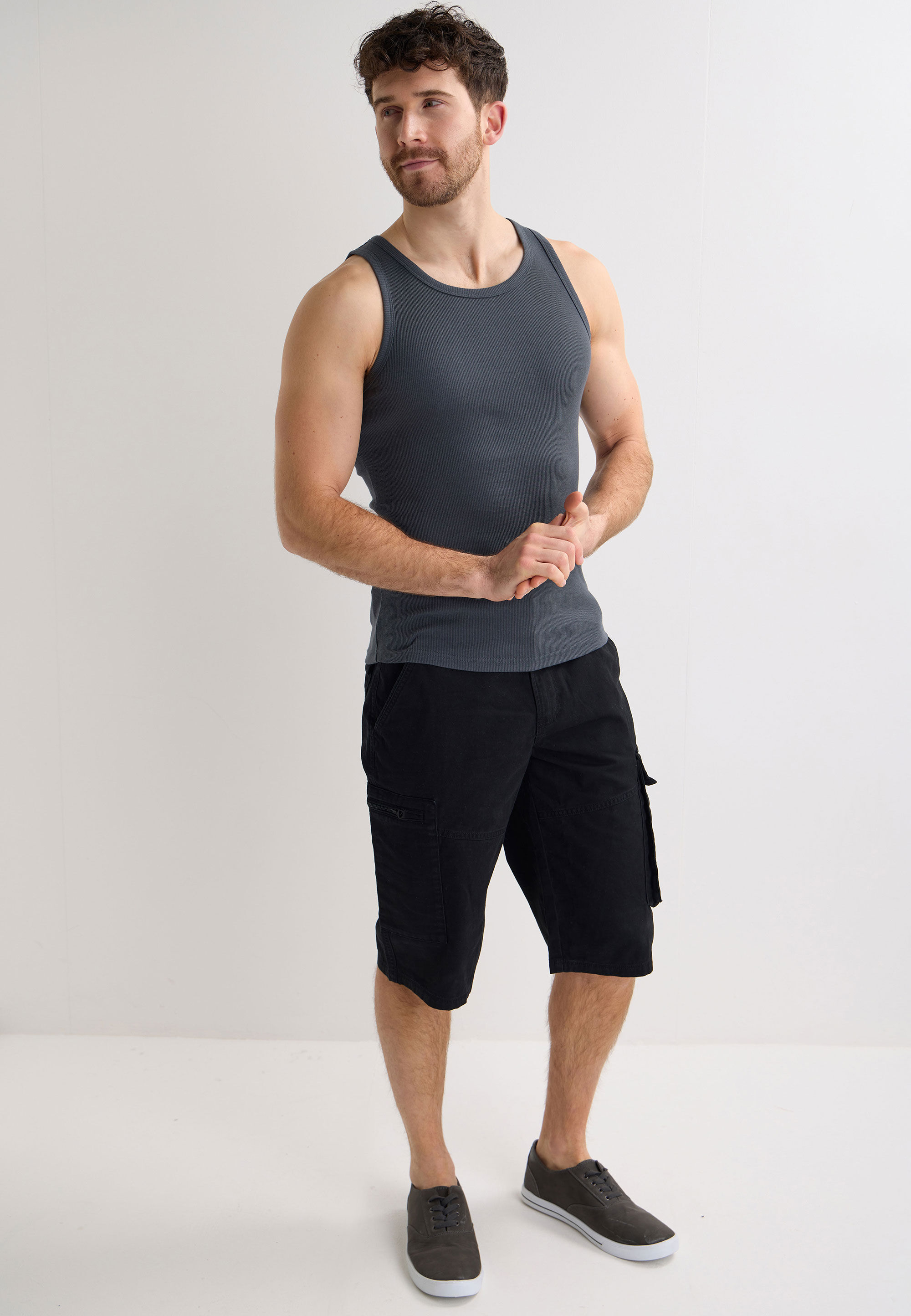 Mens Grey Ribbed Vest