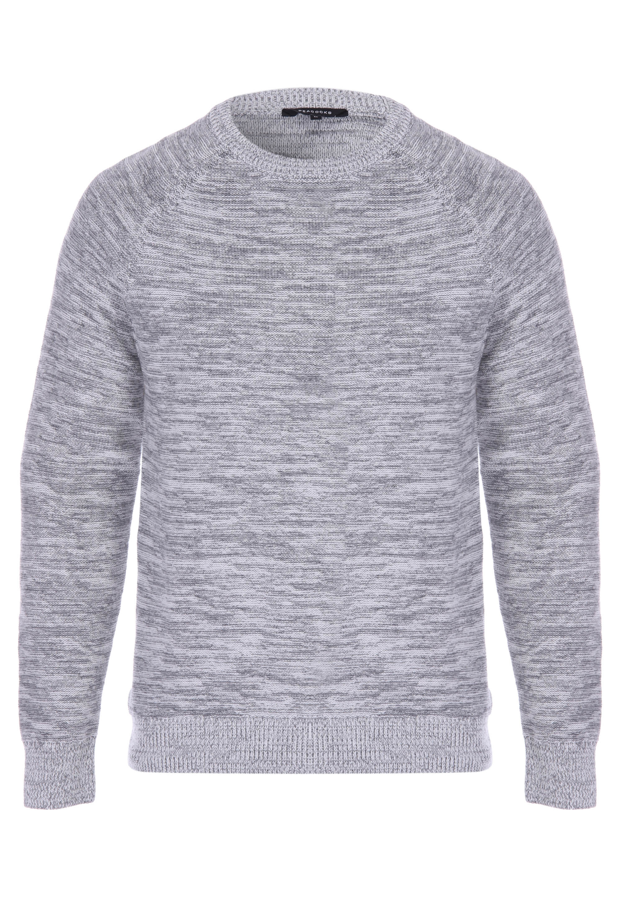 Mens Grey Crew Space Dye Knit Jumper