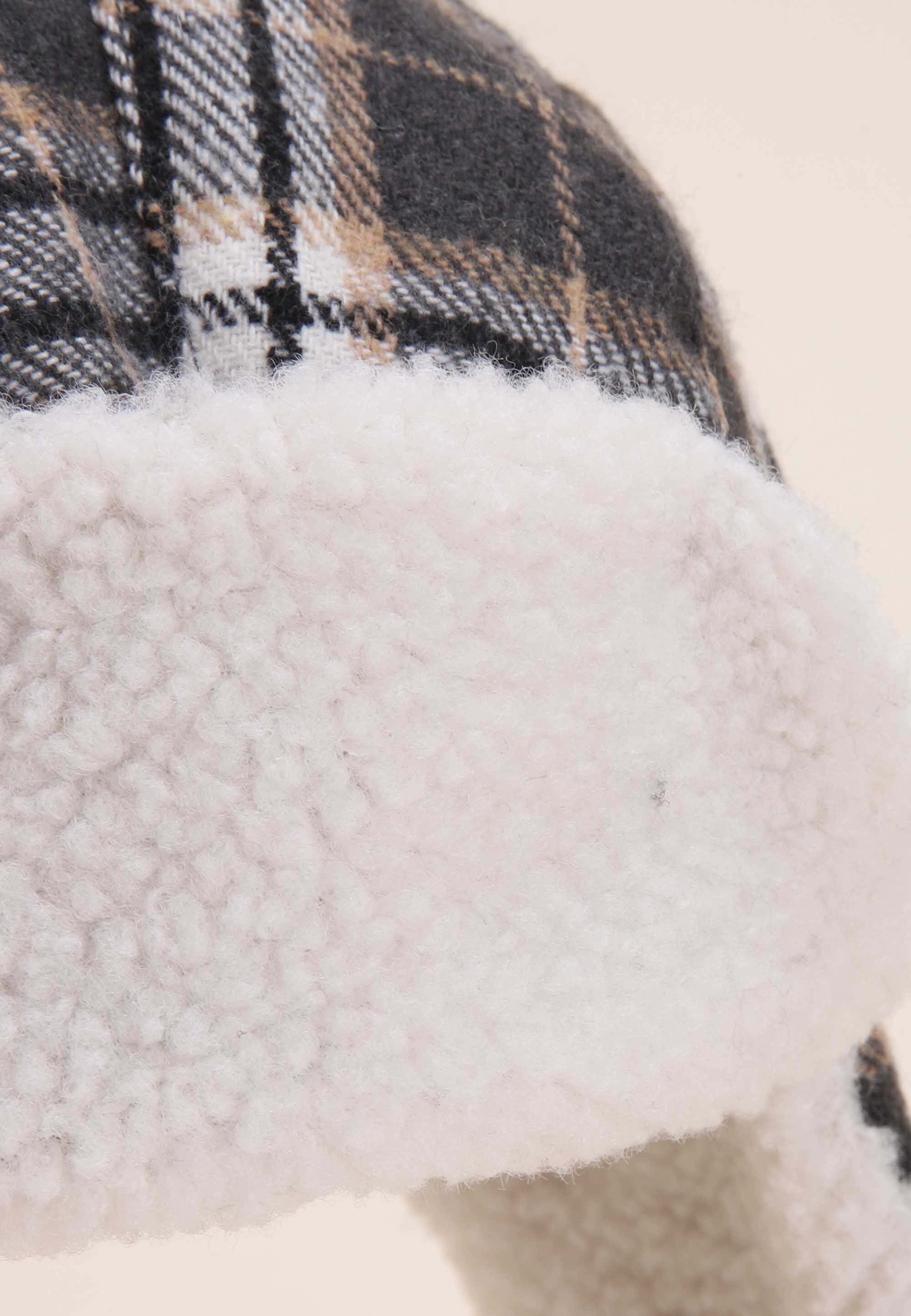 Younger Boys Grey Check Trapper Hat