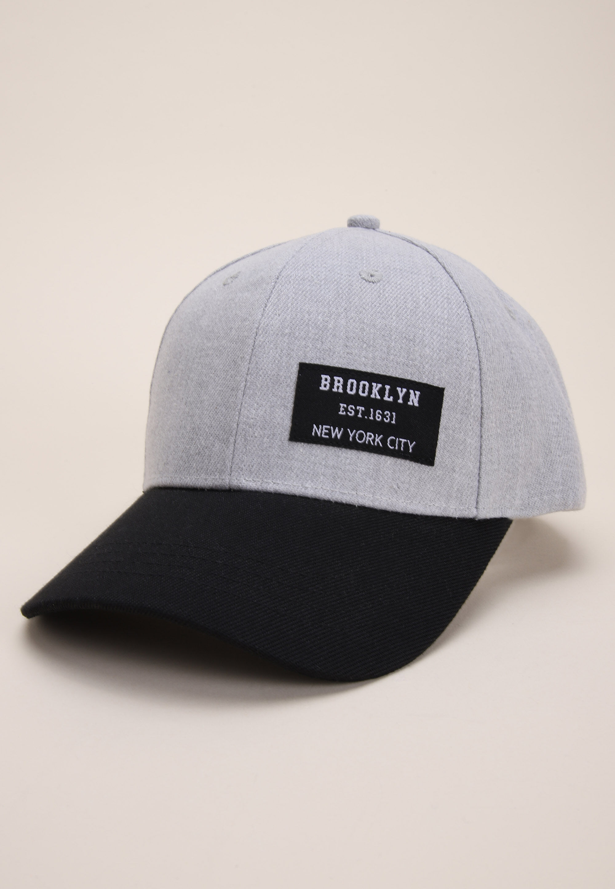 Mens Grey Brooklyn Baseball Cap