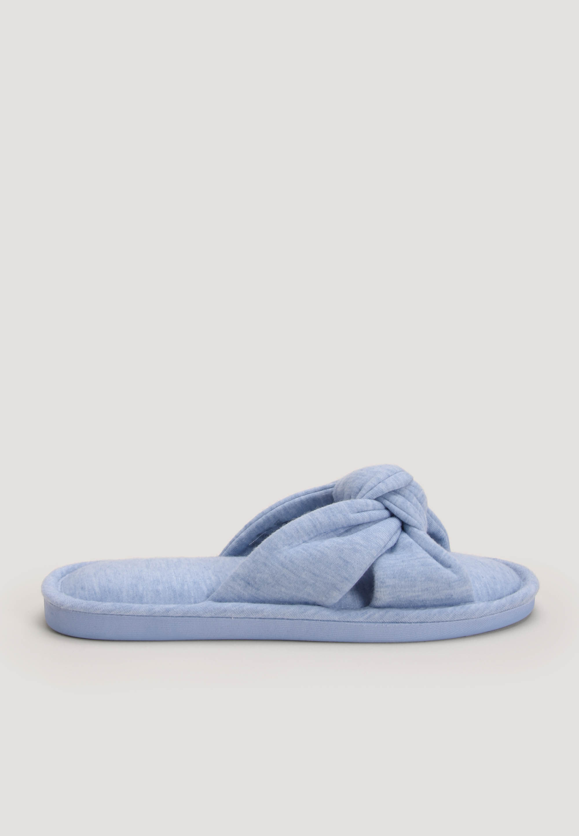 Womens Blue Marl Knotted Slider Slippers