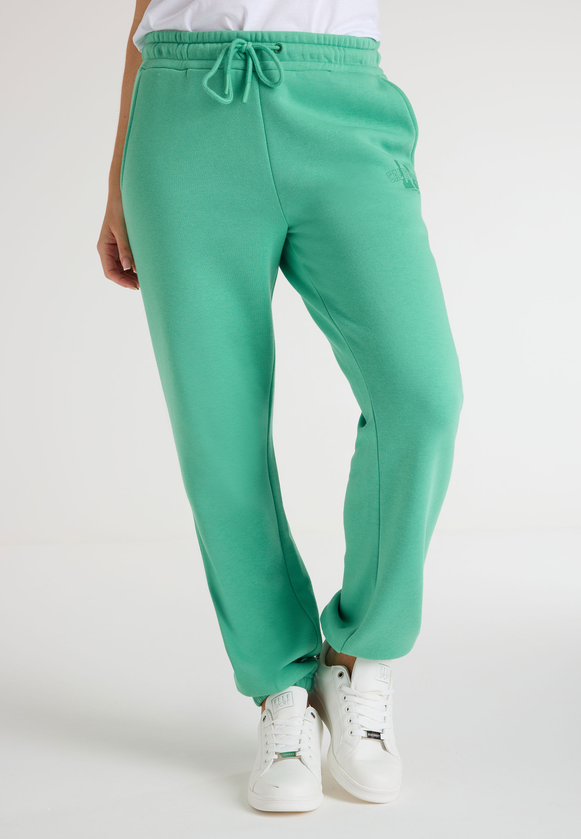 Womens Green LA Slogan Joggers