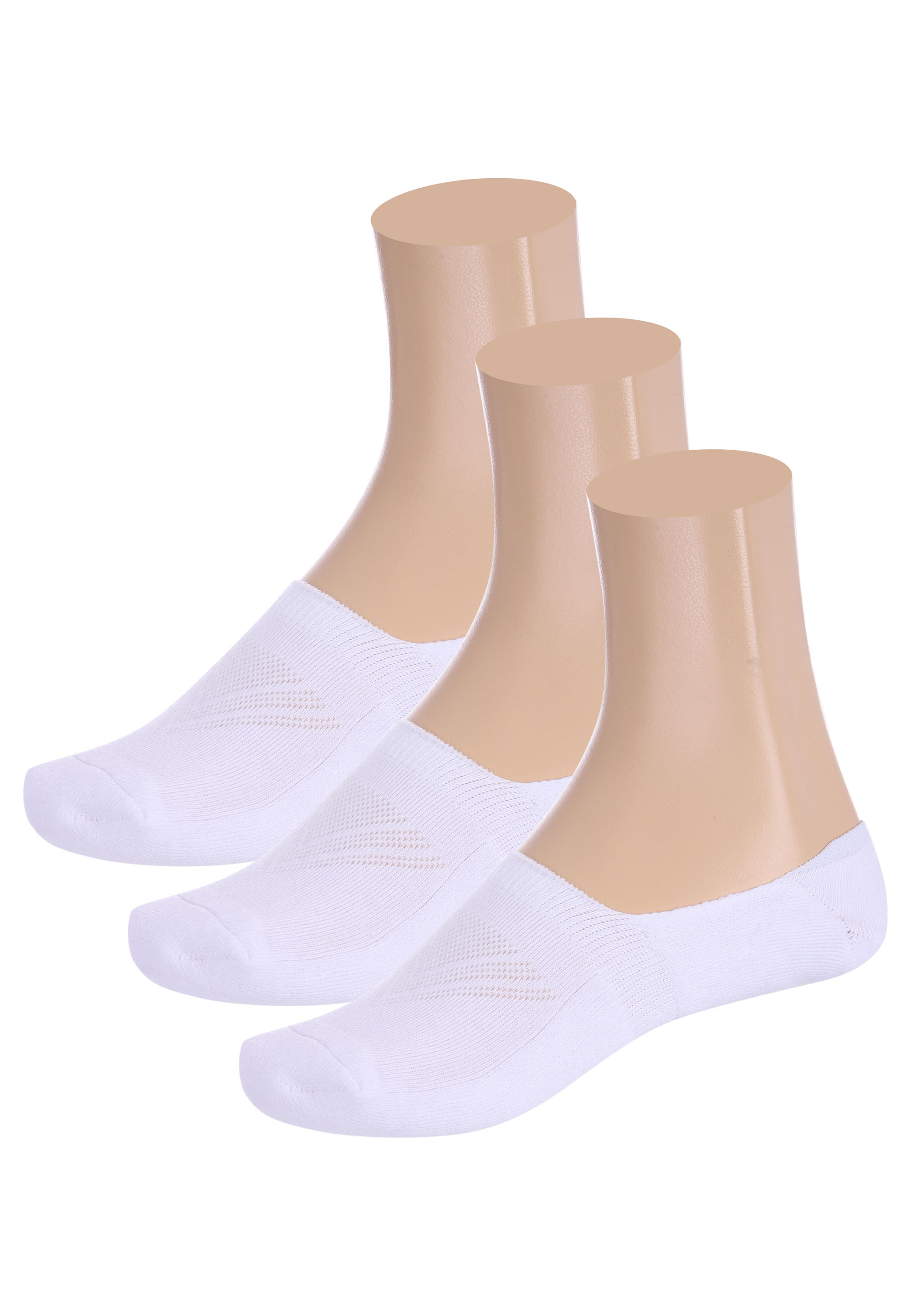 Mens 3pk White Cushioned Square Front Footlets