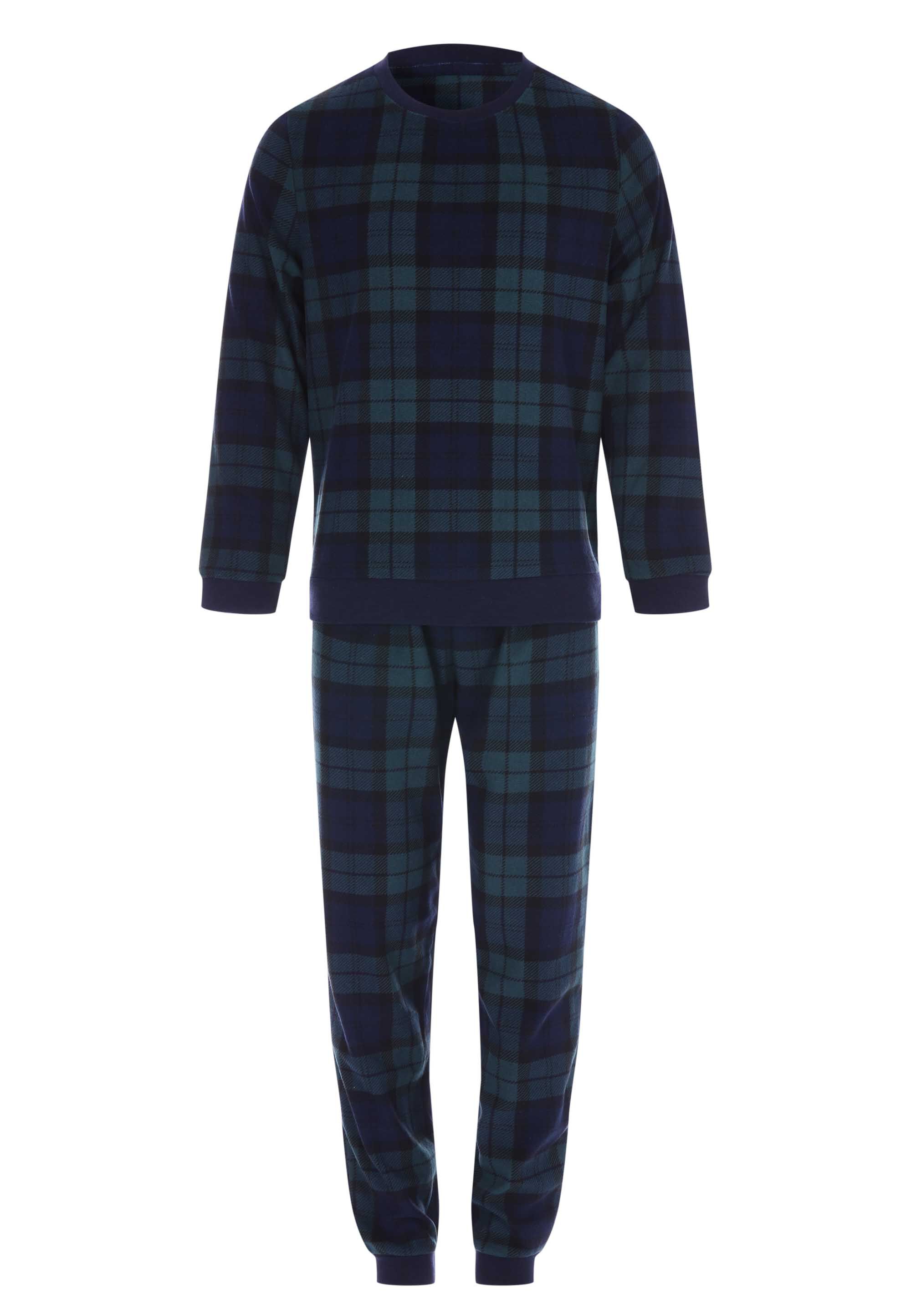 Boys Dark Green Check Print Fleece Pyjama Gift Set