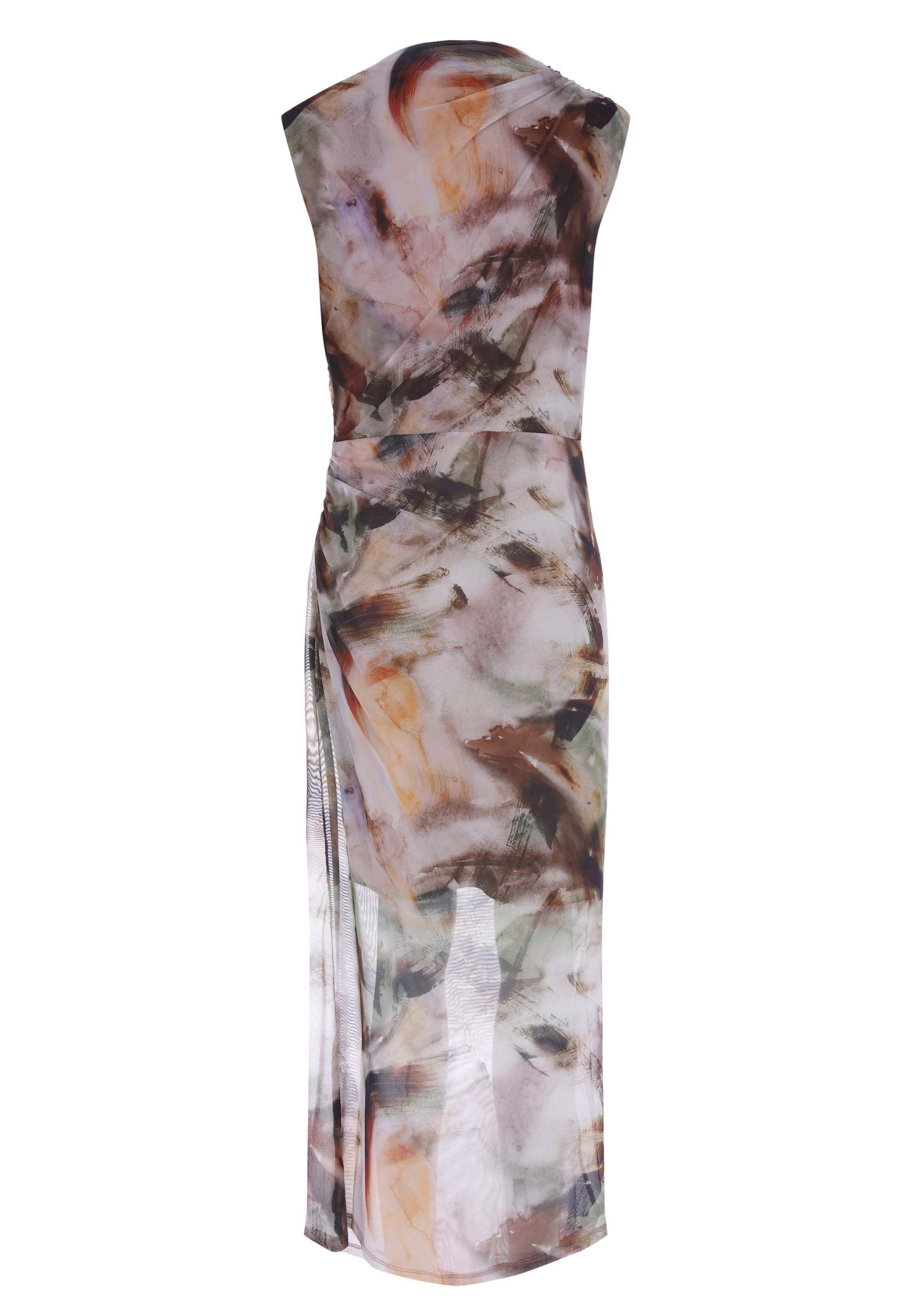 Womens Brown Marble Print Midi Dress