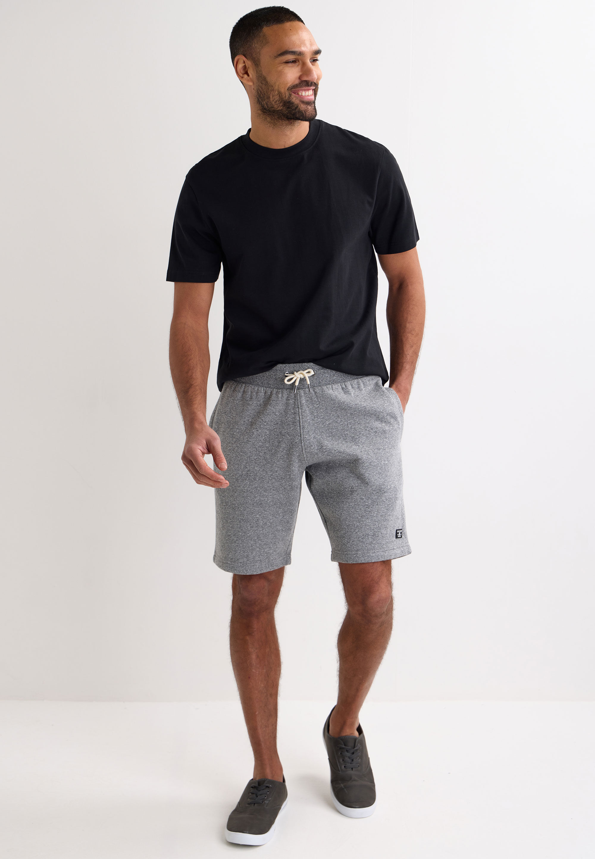 Mens Grey Grindle Cotton Shorts