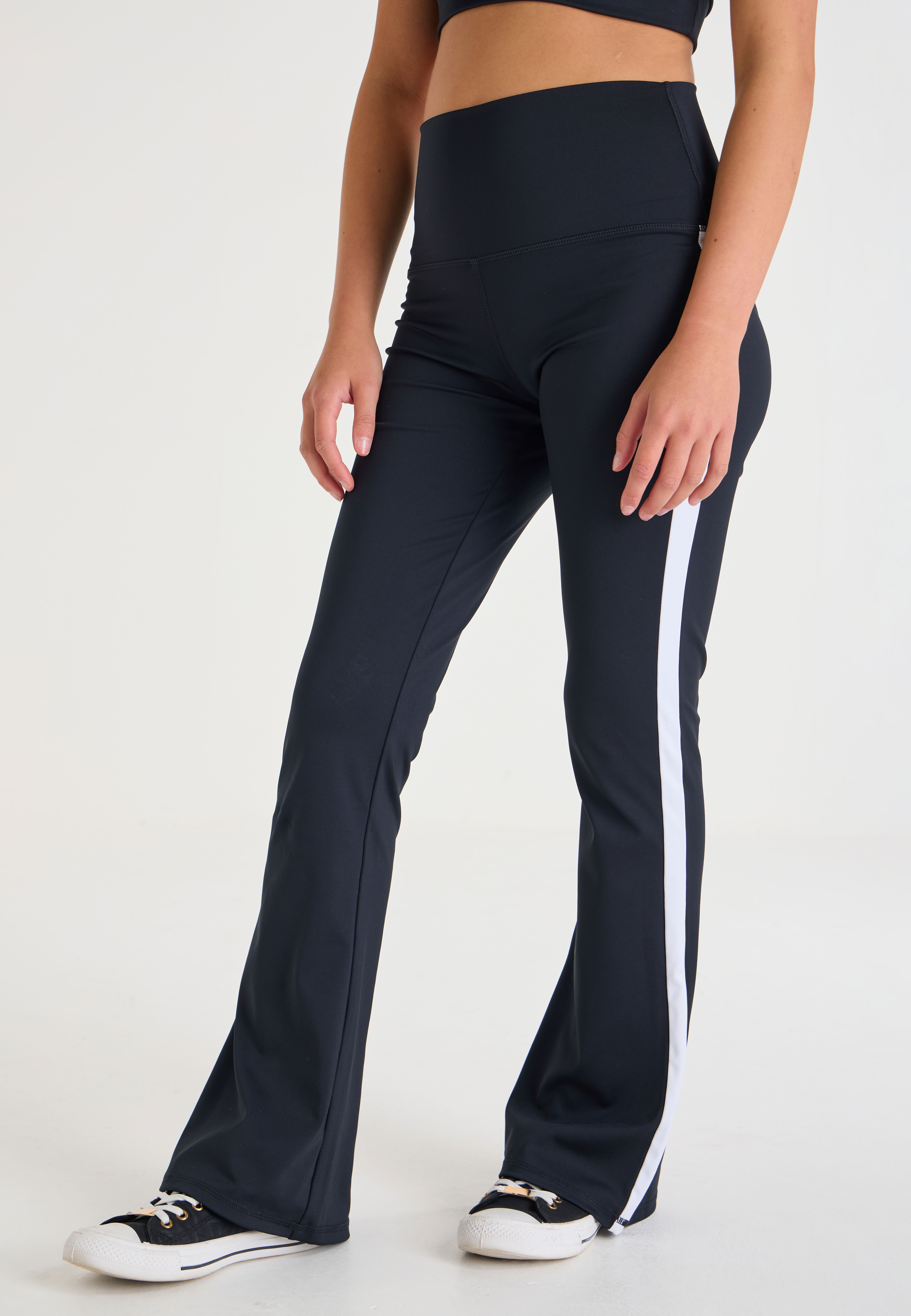 Older Girls Black & White Side Panel Yoga Leggings