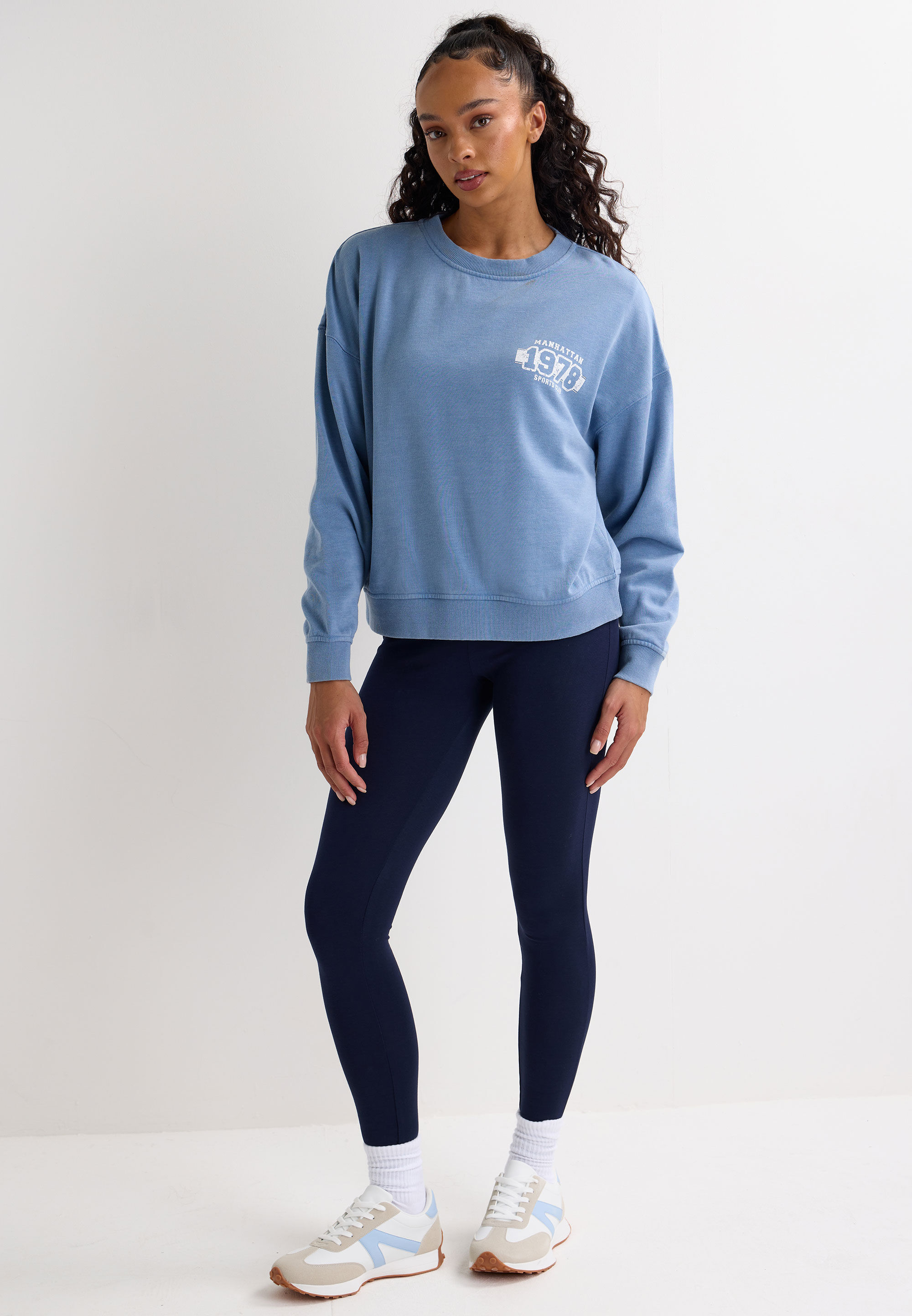Womens Blue Washed Sports Club Sweatshirt
