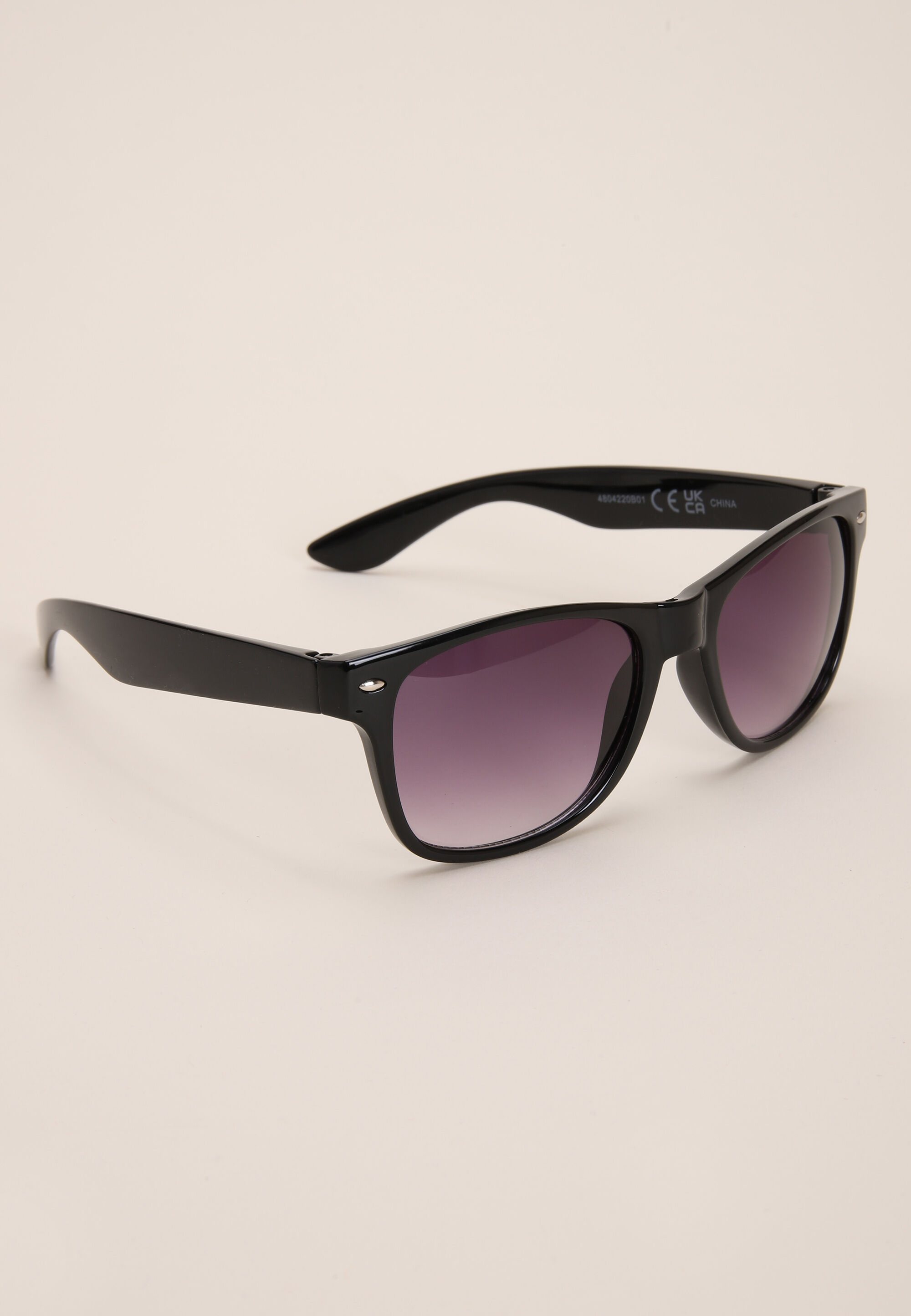 Womens Black Plain Retro Sunglasses