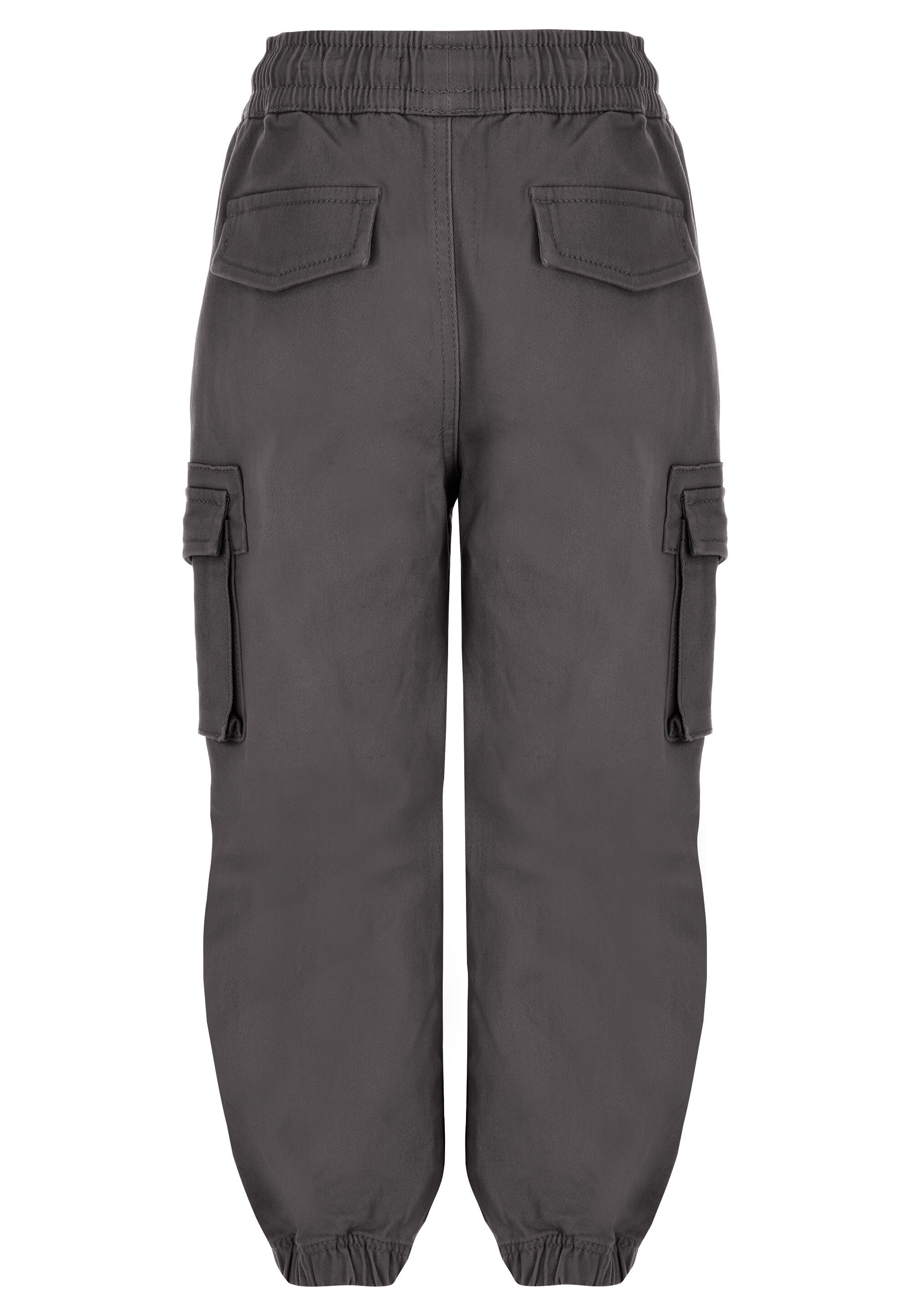 Younger Boys Charcoal Woven Cargo Trousers