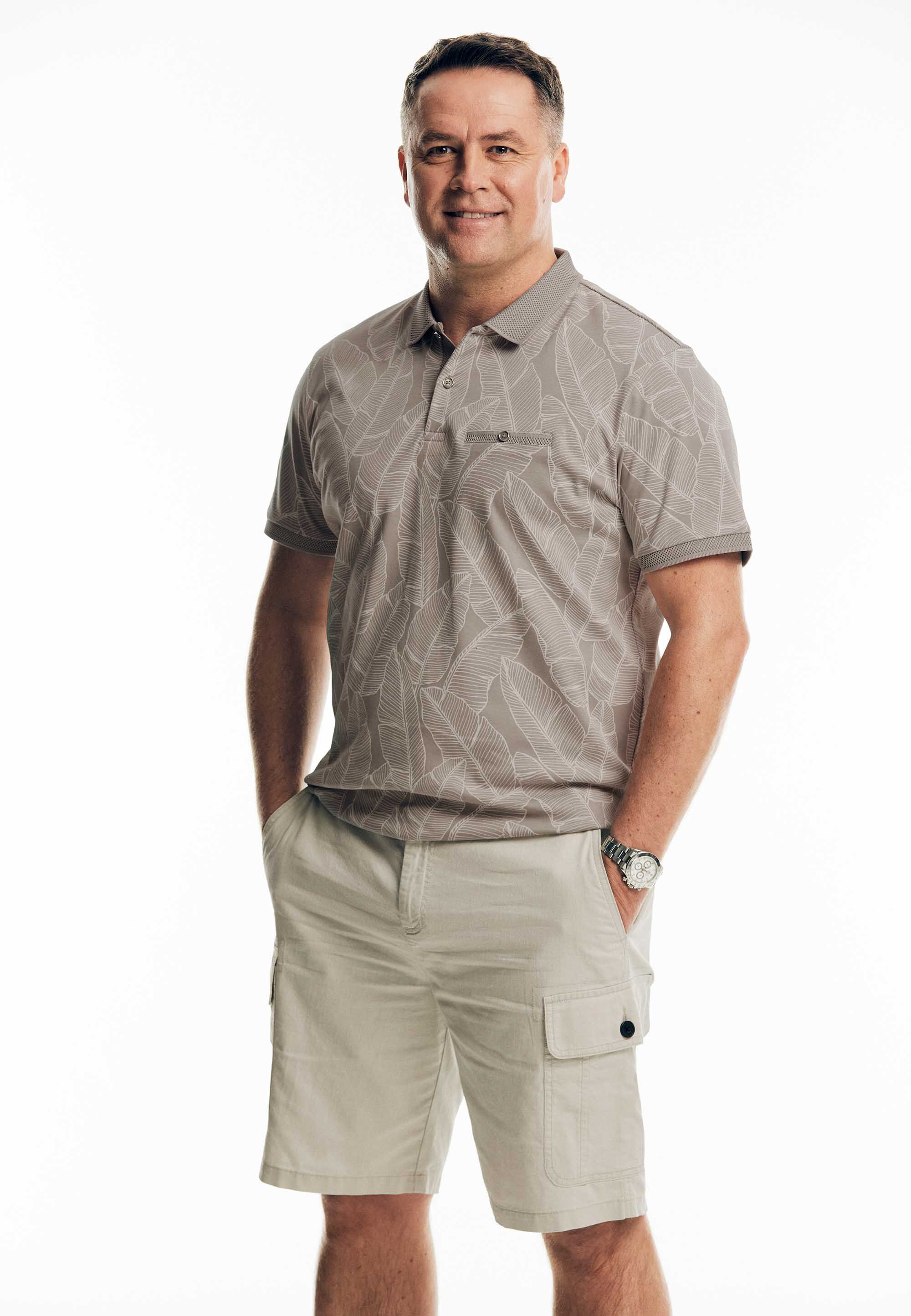Mens Light Grey Linen Mix Cargo Shorts