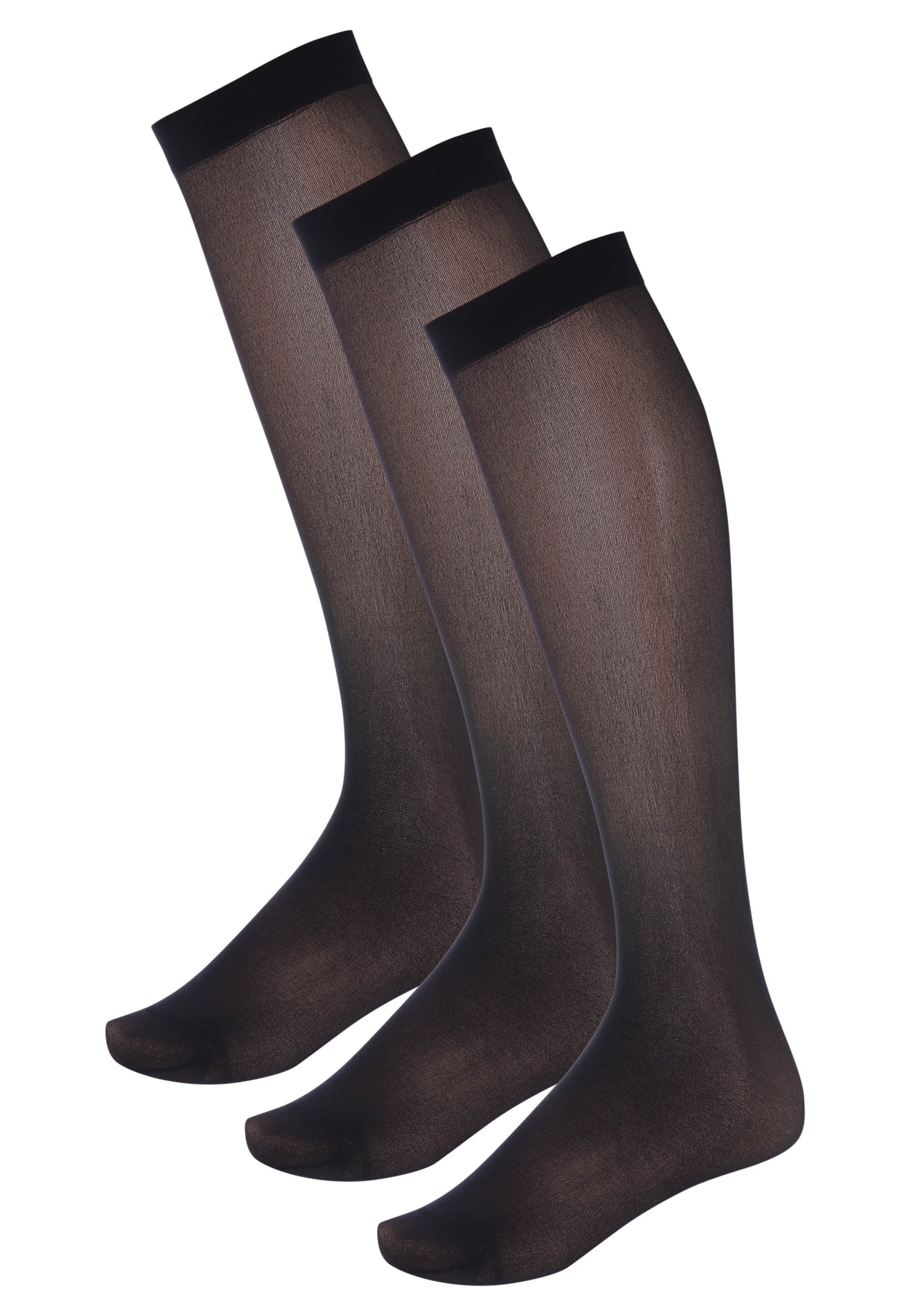 Womens Black 3pk 40 Denier Knee High Socks