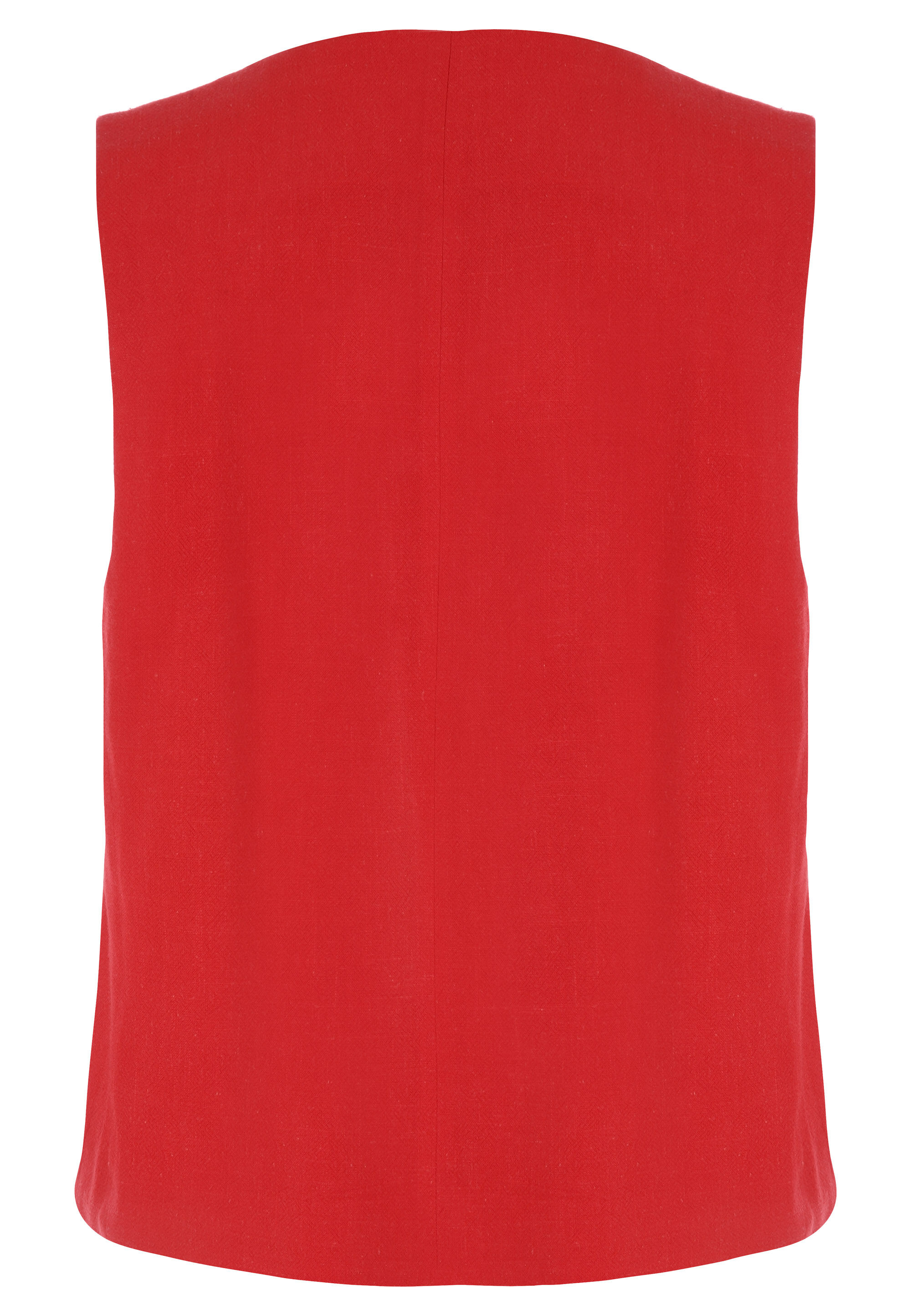 Womens Red Plain Linen Waistcoat