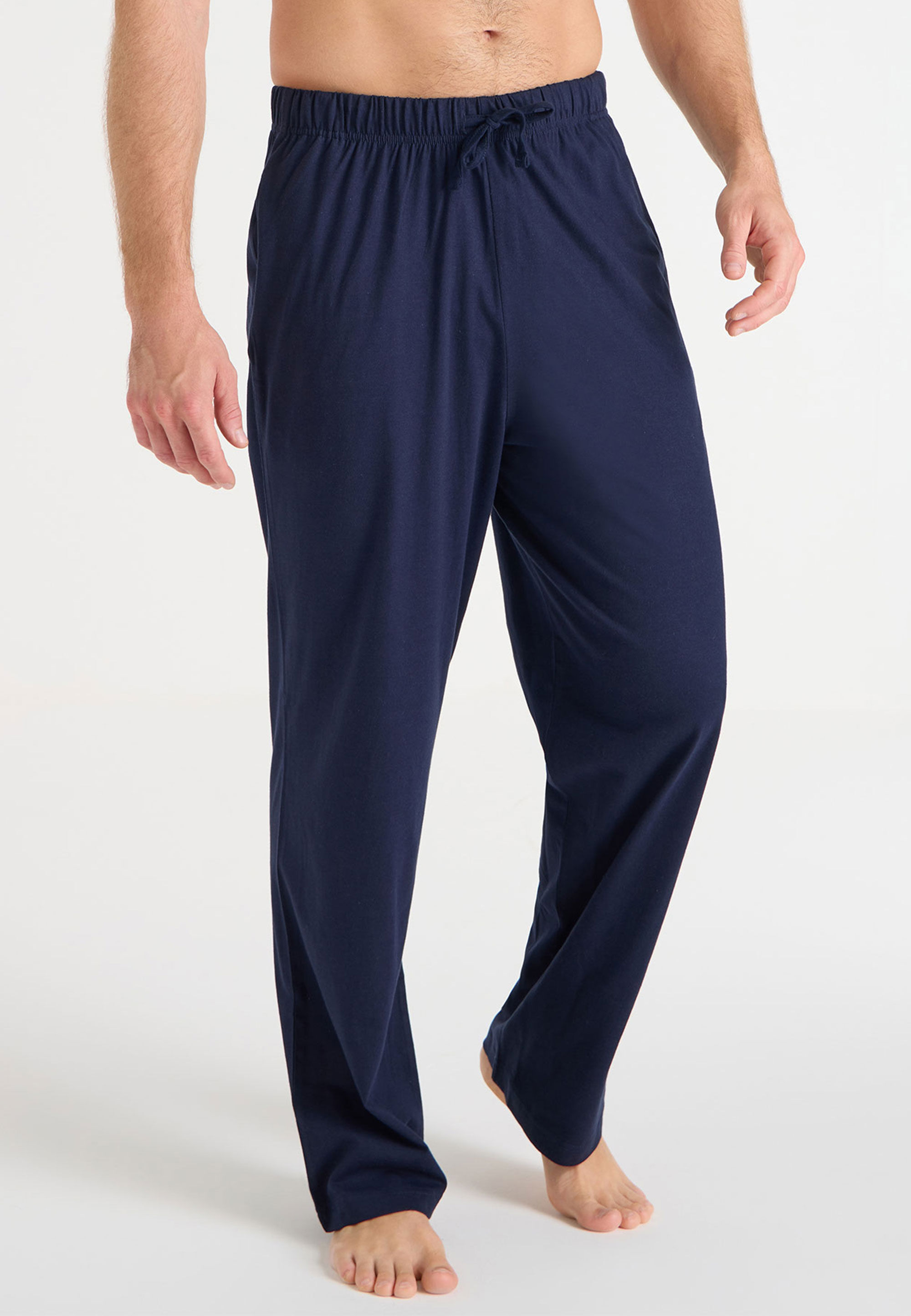 Mens 2pk Navy & Grey Plain Jersey Pyjama Bottoms