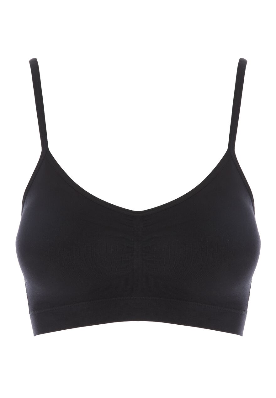 Womens Black Seam Free Thin Strap Bra