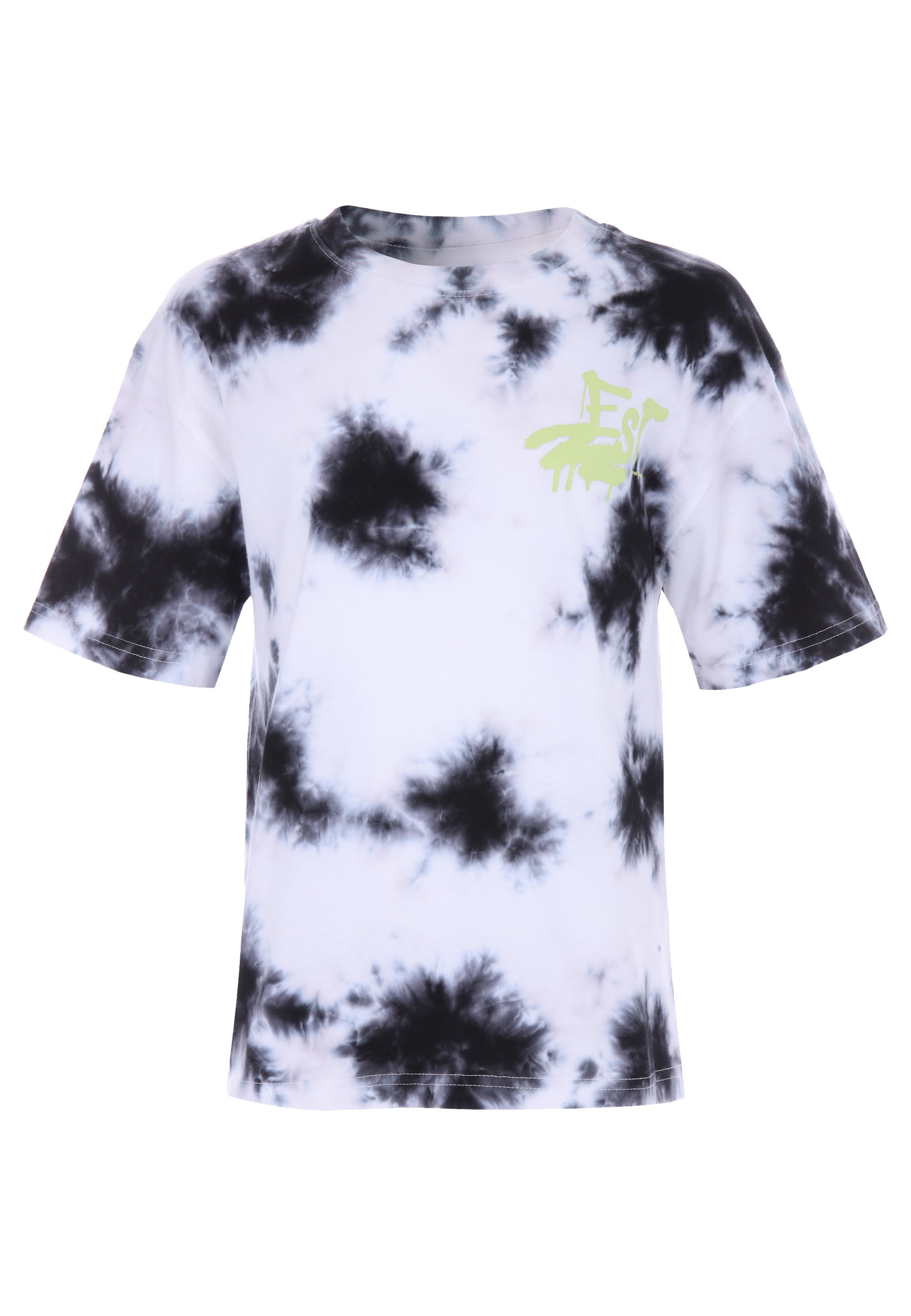 Older Boys White & Black Tie-Dye Graffiti T-Shirt