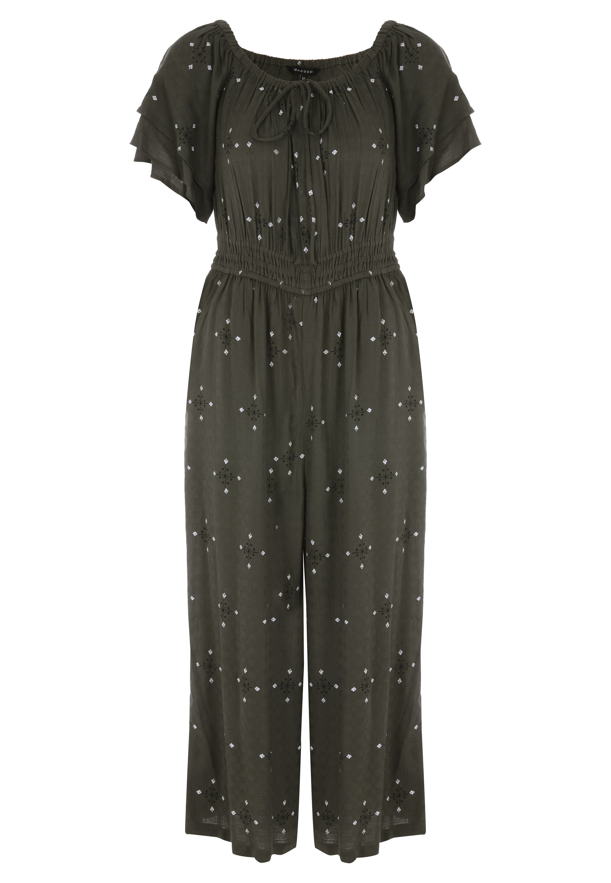 Womens Khaki Aztec Print Jumpsuit