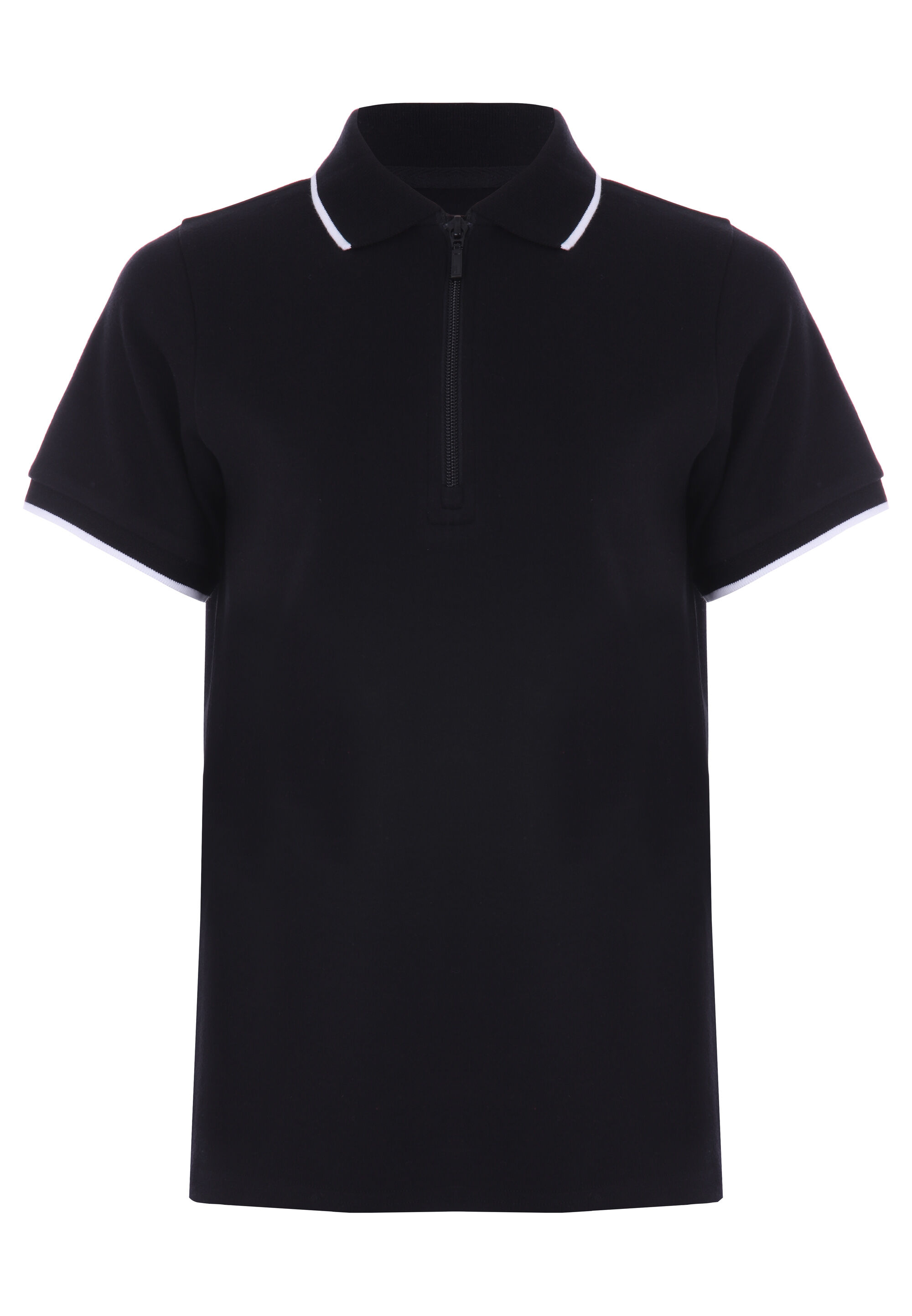 Older Boys Black Half Zip Polo Shirt