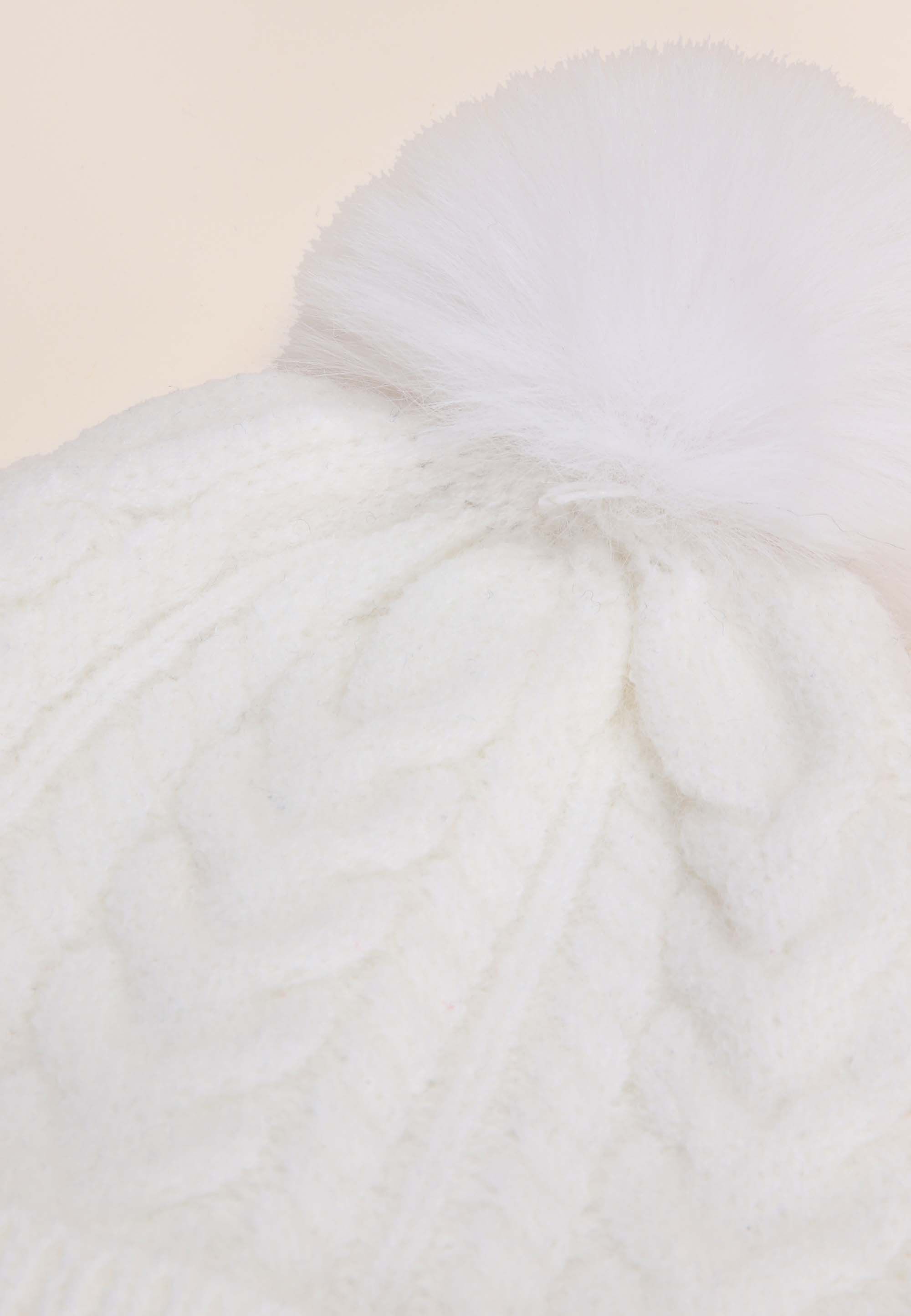 Baby Cream Cable Knit Hat & Mittens Set