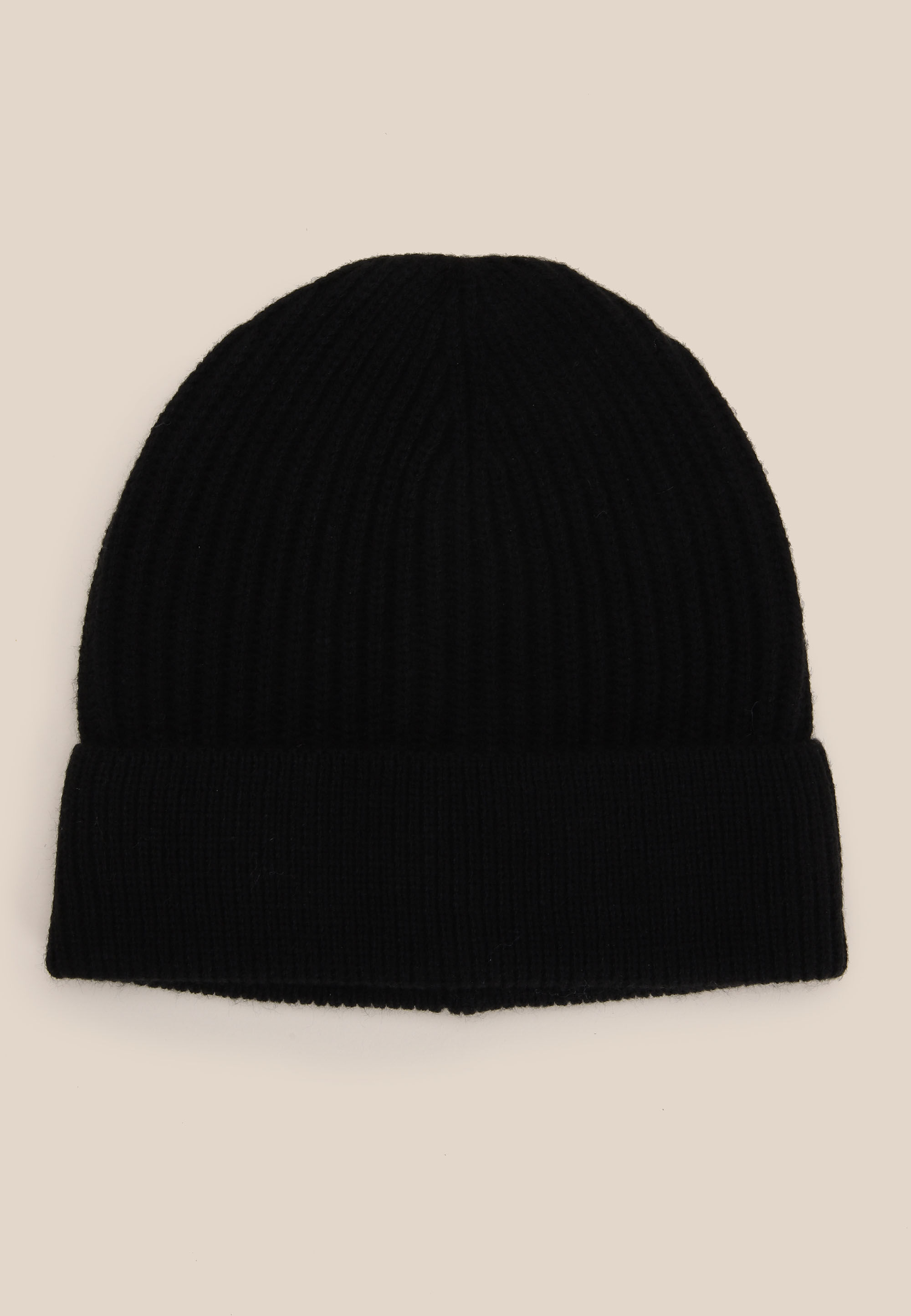 Mens Black Plain Supersoft Ribbed Beanie