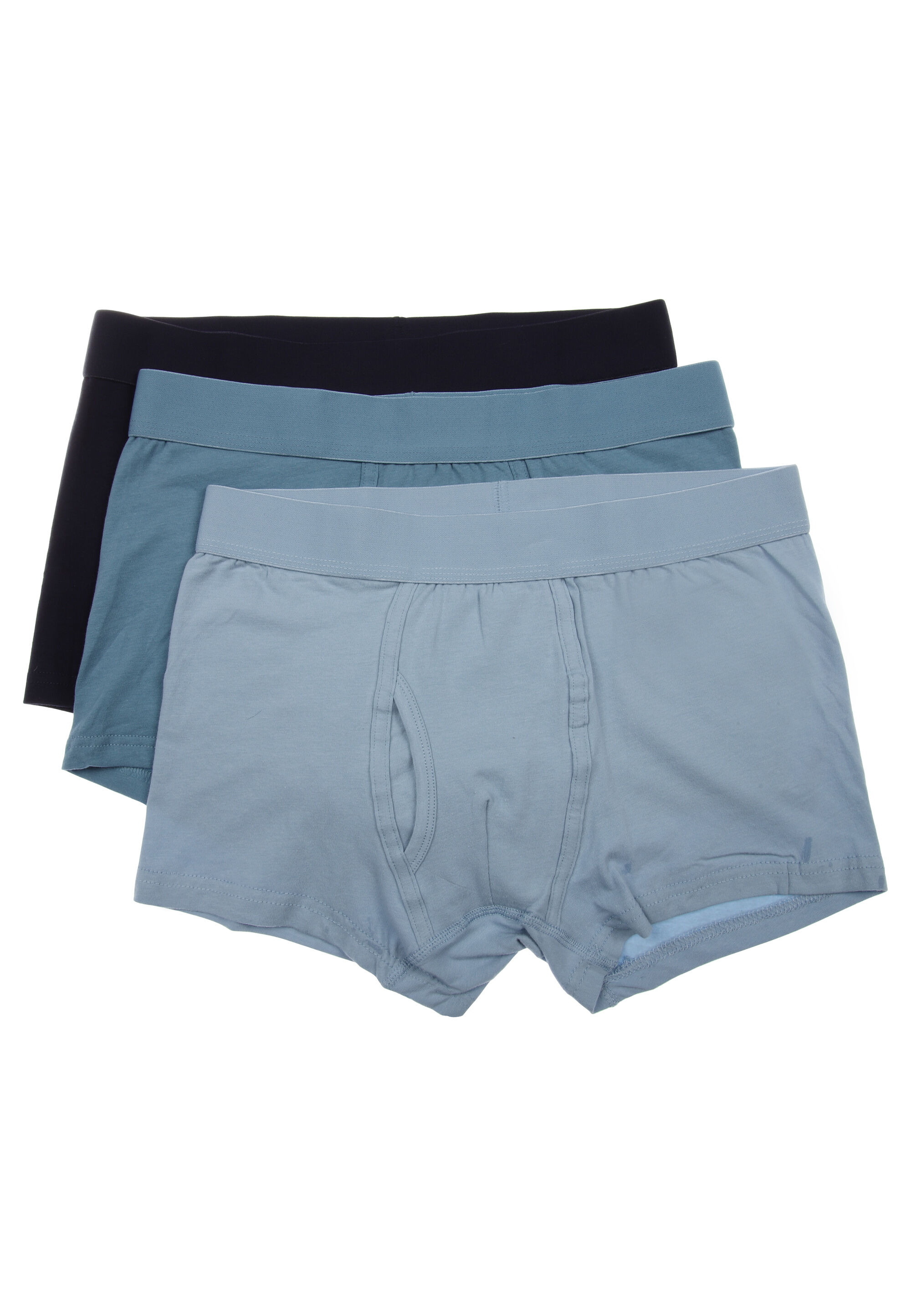 Mens 3pk Blue & Navy Trunks with Keyhole