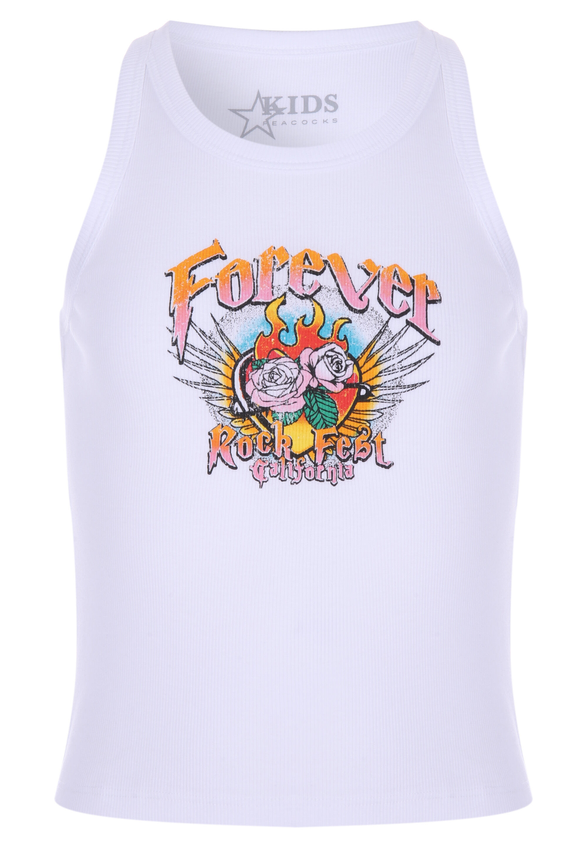 Older Girls White Rock Fest Graphic Vest Top