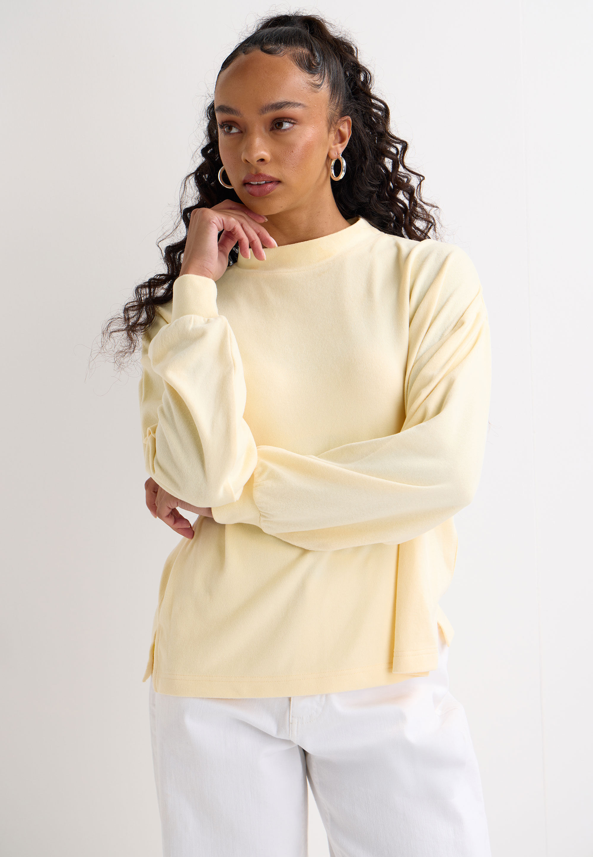 Womens Yellow Cosy Relaxed Plain Top