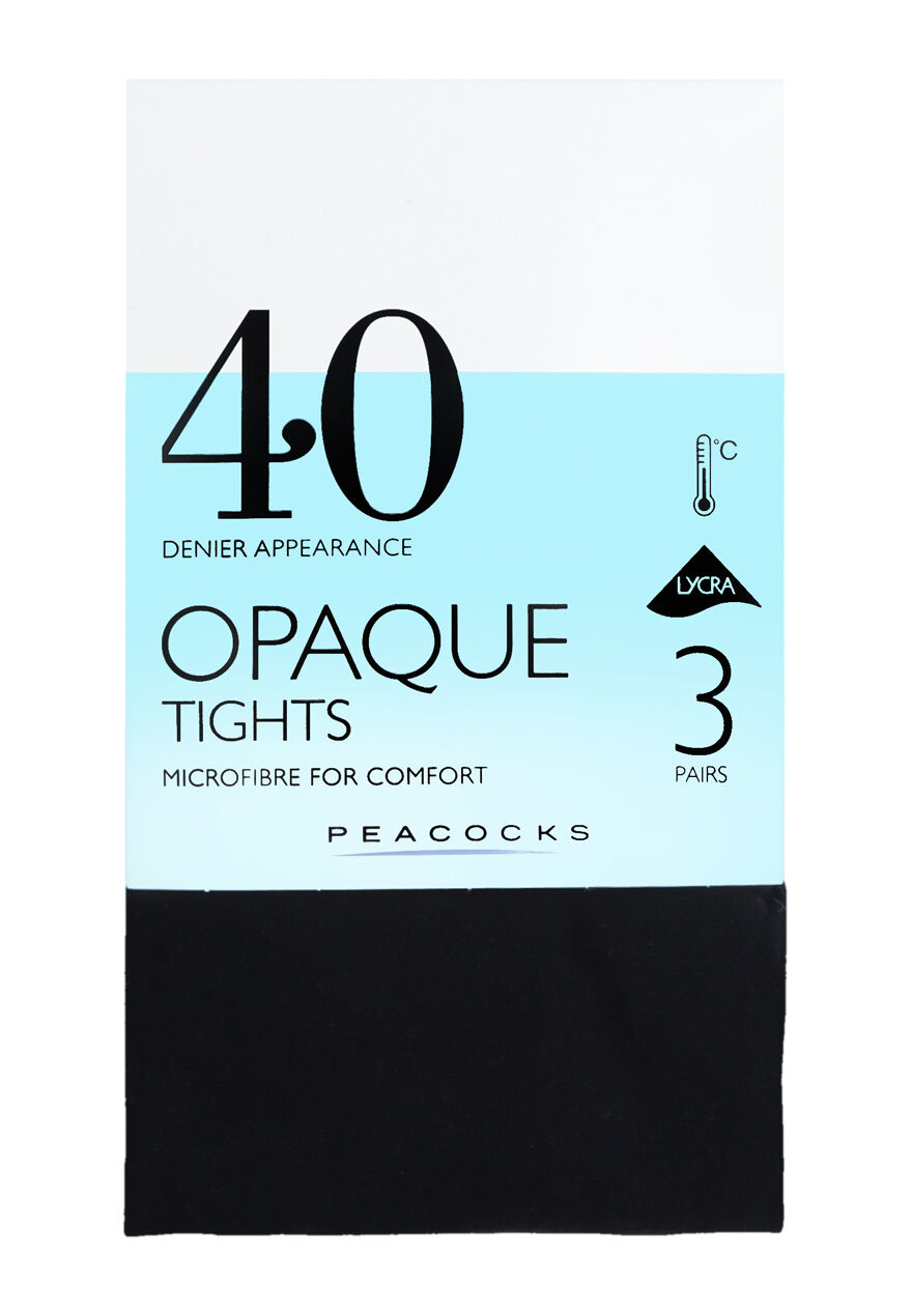 Womens 3pk Plain Black 40 Denier Opaque Tights