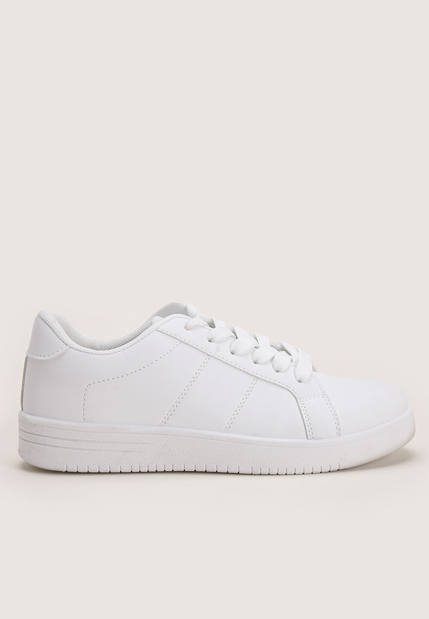 Womens White Casual Lace-Up Trainers