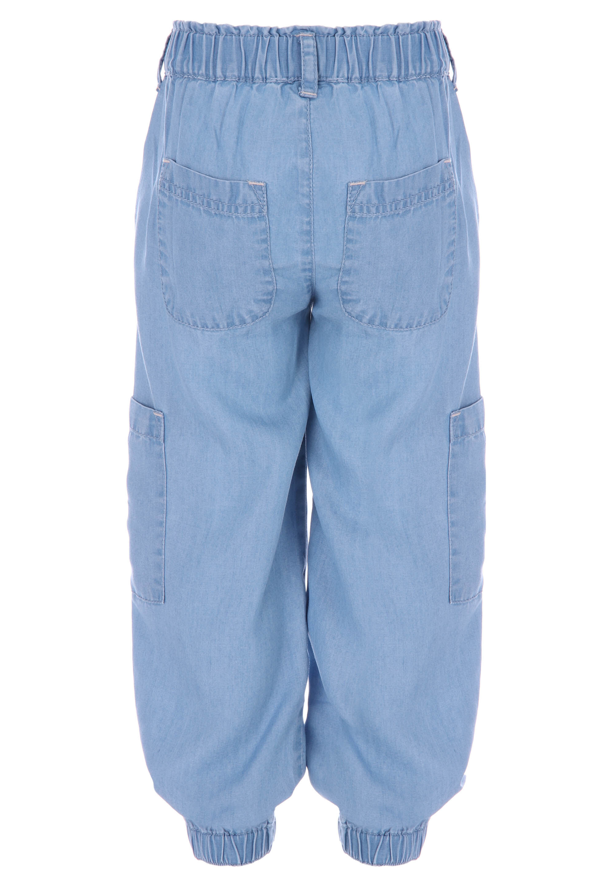 Younger Girls Blue Chambray Cargo Trousers