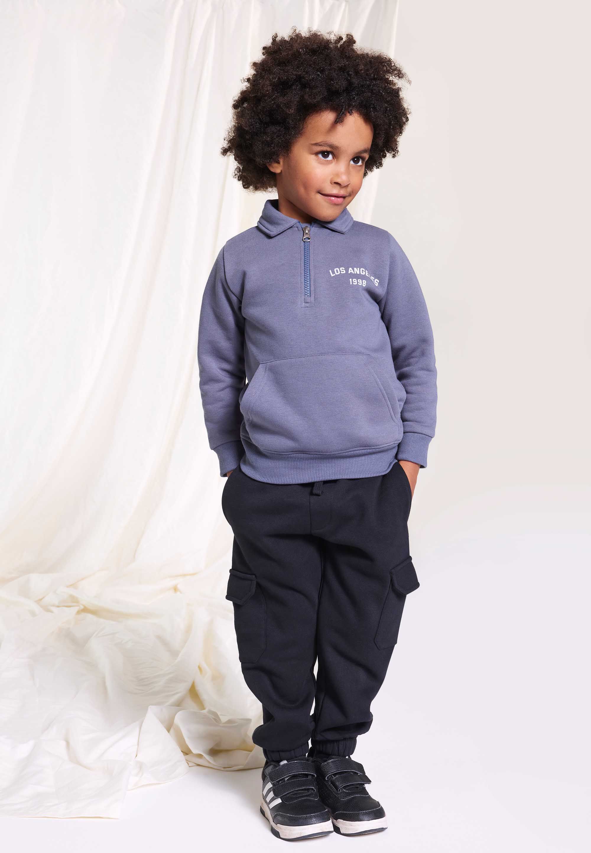 Younger Boys Grey Quarter Zip Collar Sweatshirt