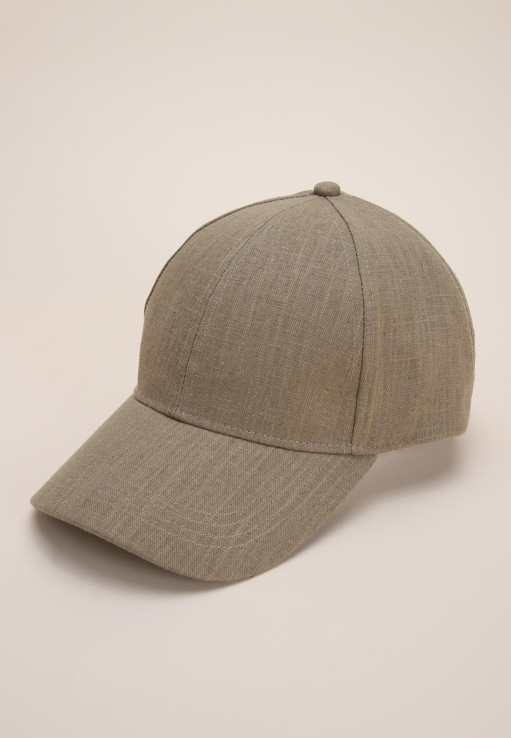 Mens Khaki Linen Baseball Cap