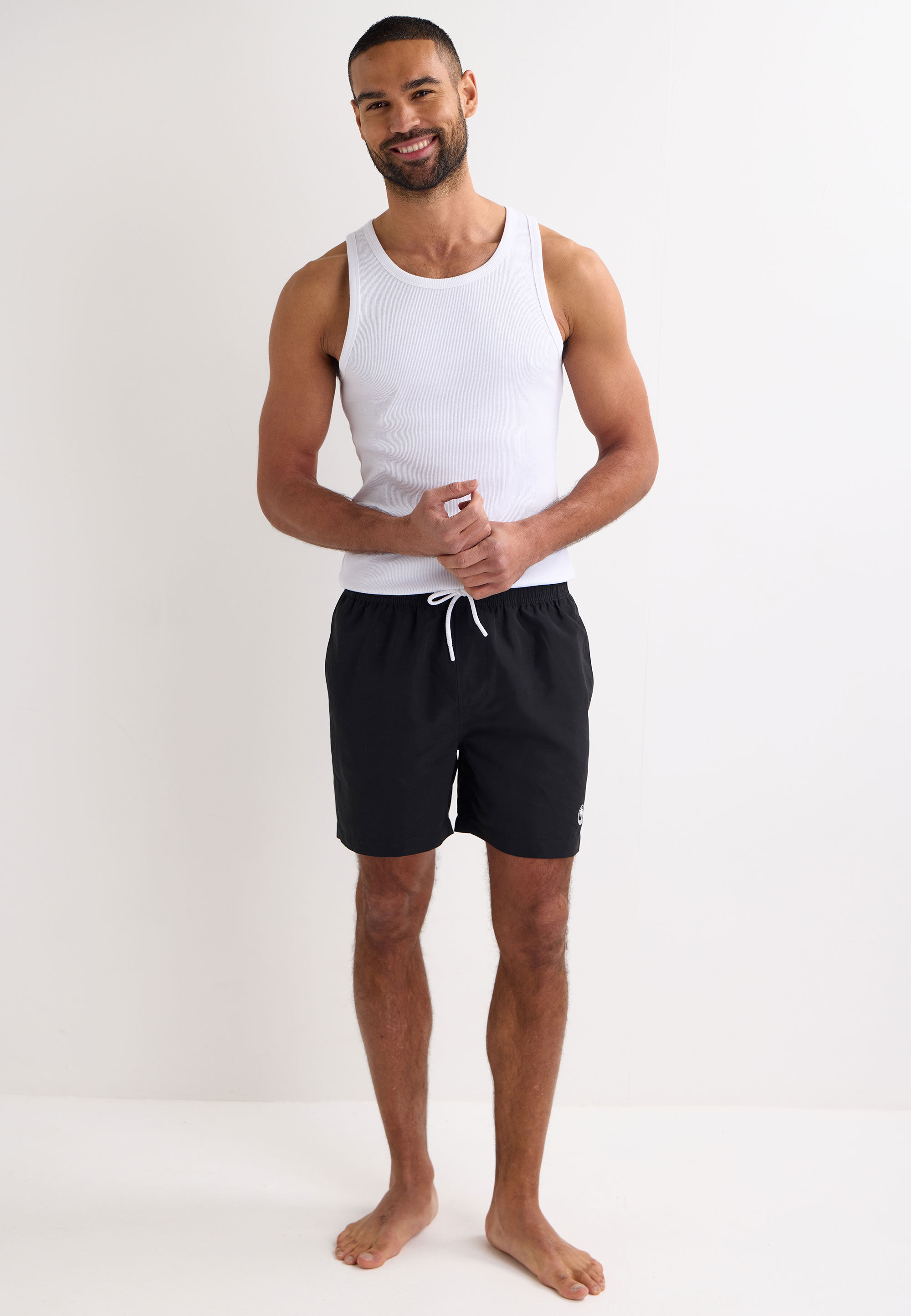 Mens Black Plain Swim Shorts