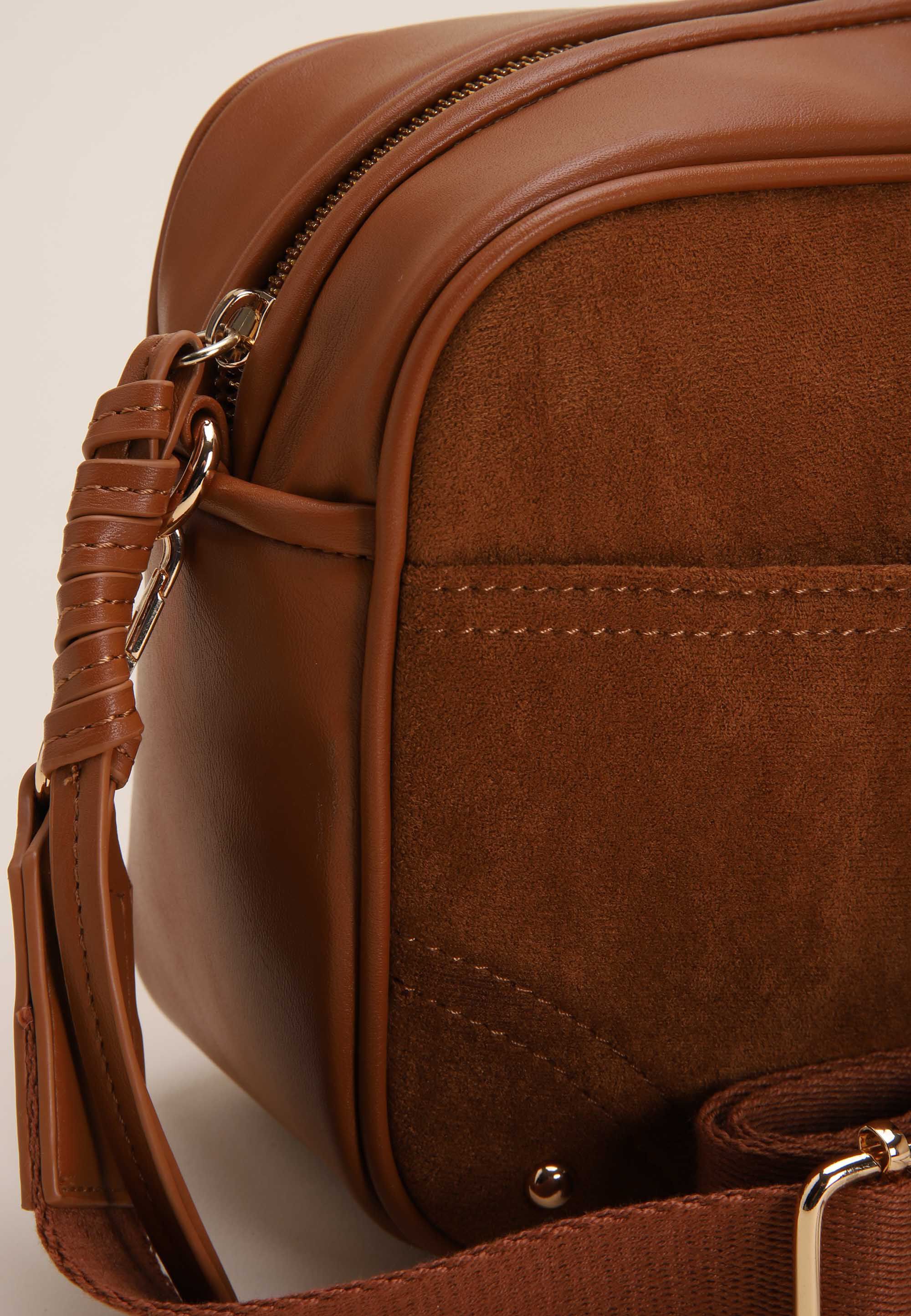 Womens Tan Suedette Camera Bag
