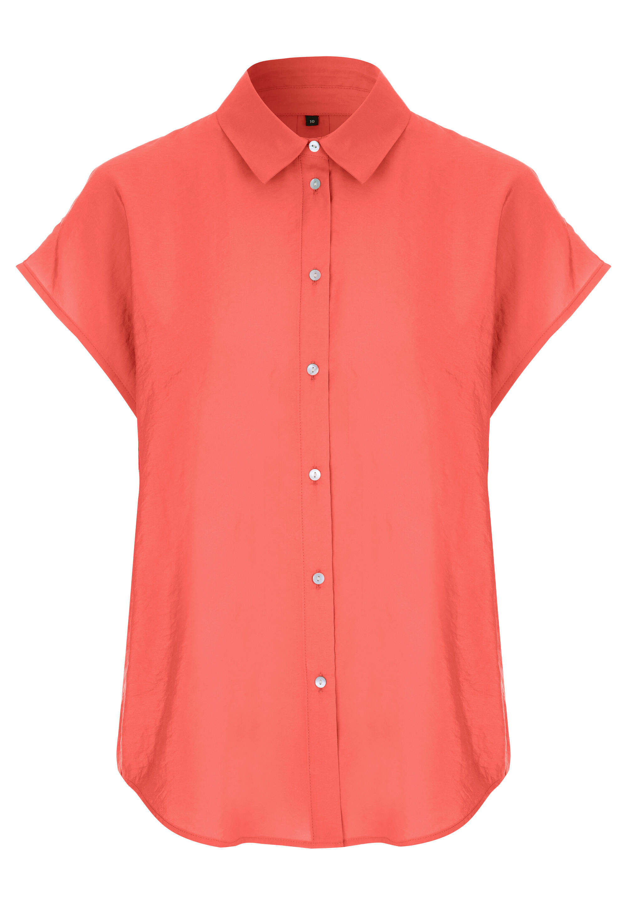 Womens Plain Coral Button Down Shirt