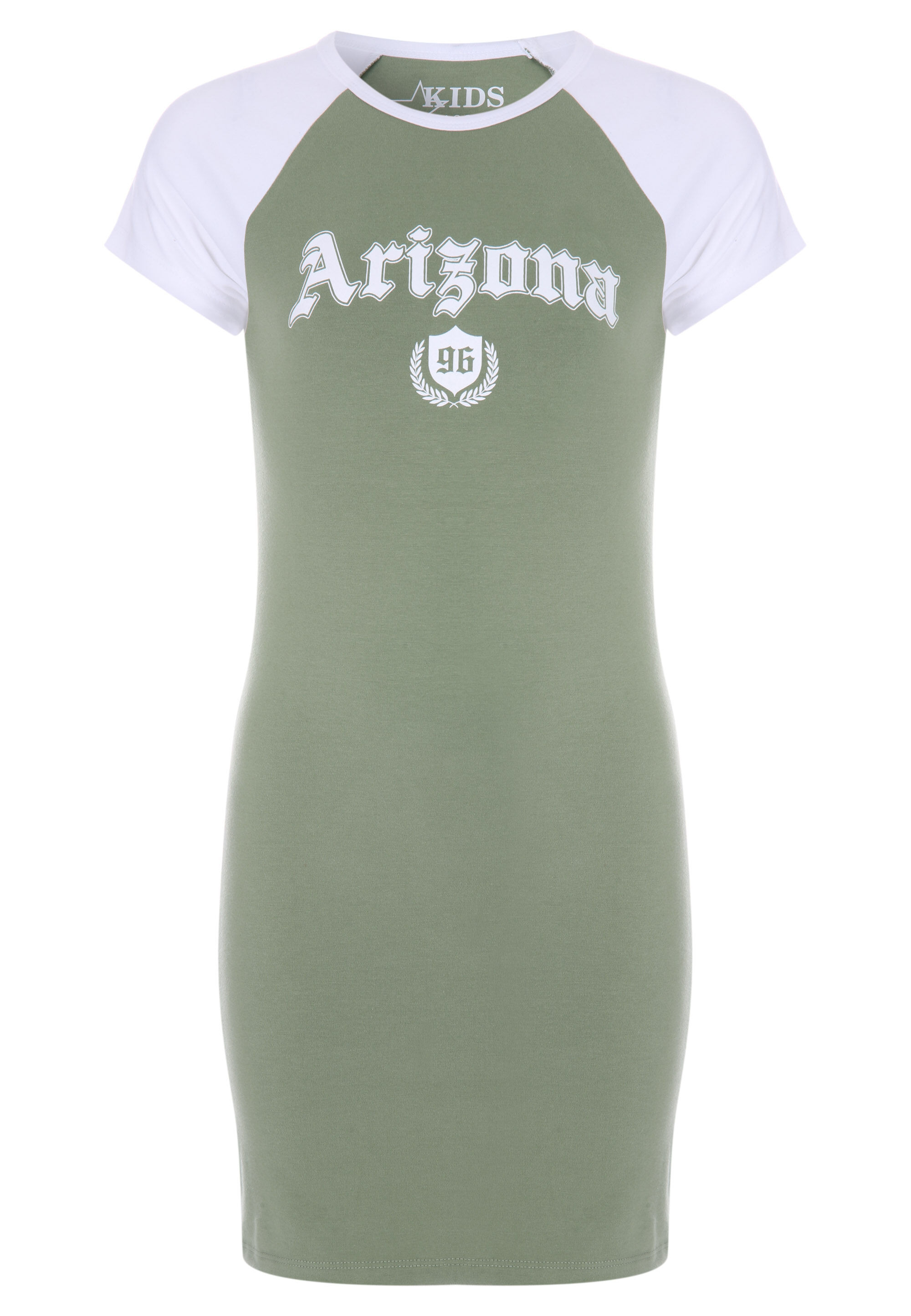 Older Girls Khaki & White Slogan T-shirt Dress