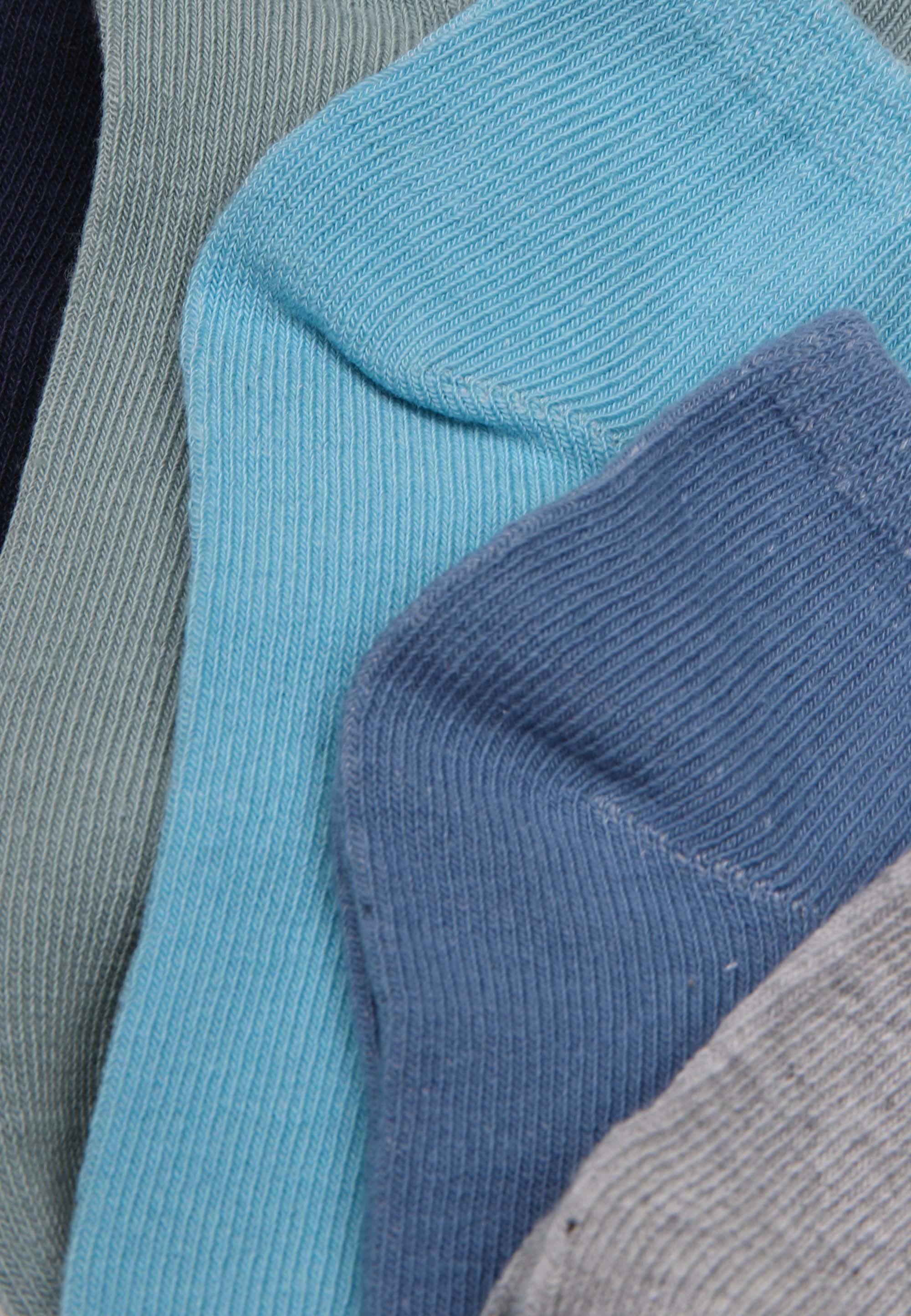 Boys 5pk Sage & Blue Ribbed Trainer Socks