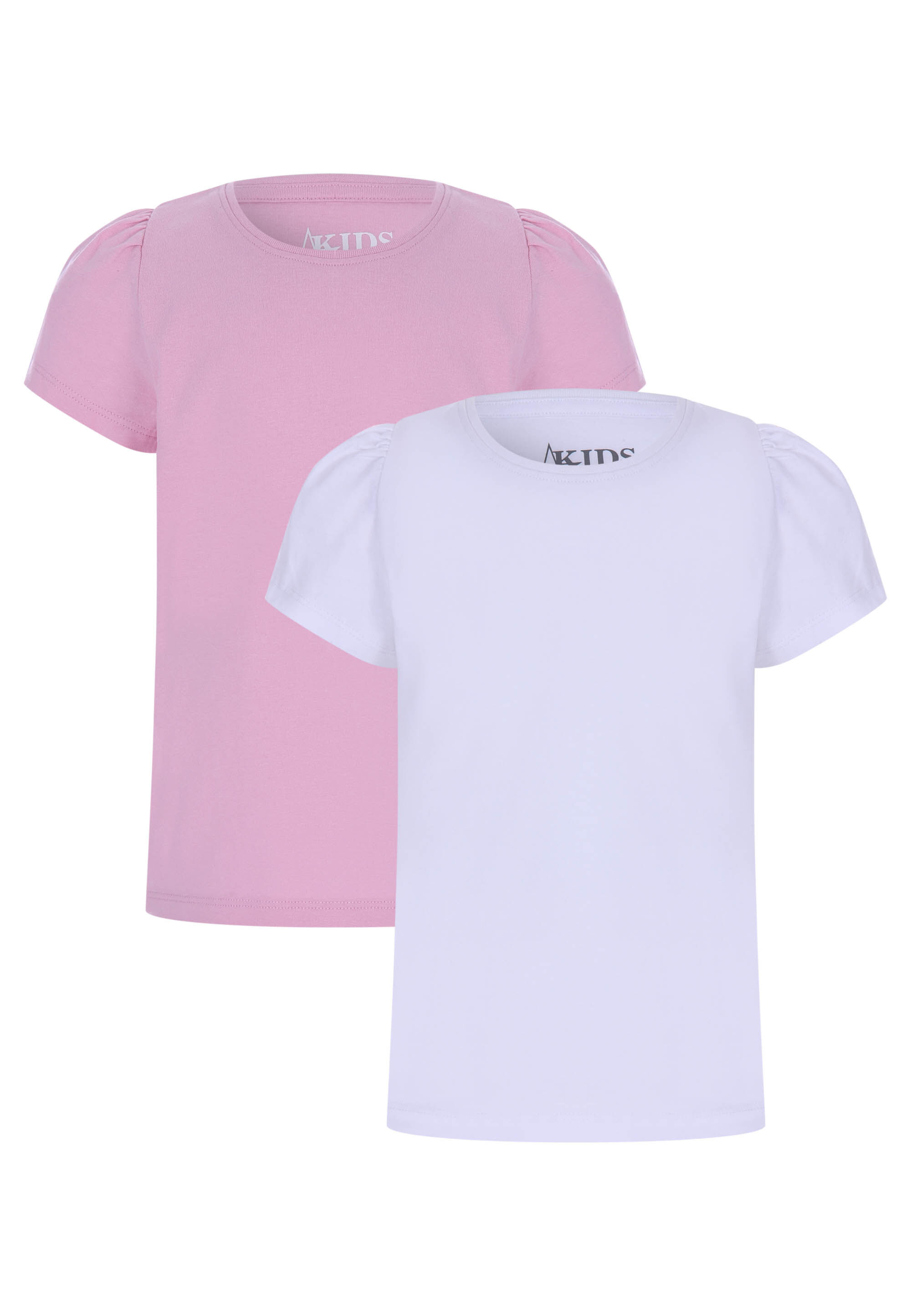 Younger Girls 2pk Pink & White Plain T-Shirts