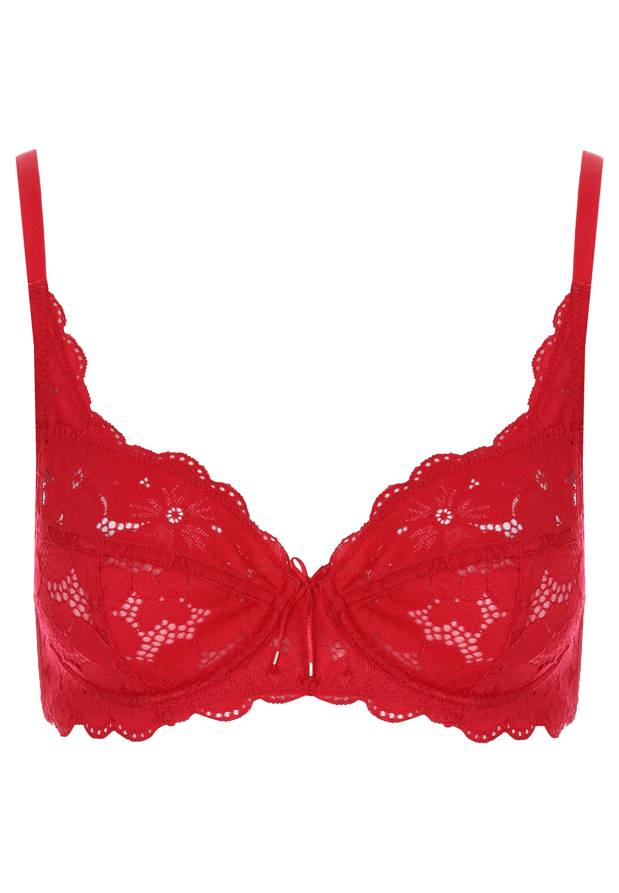 Womens Red Non-Padded Lily Lace Bra