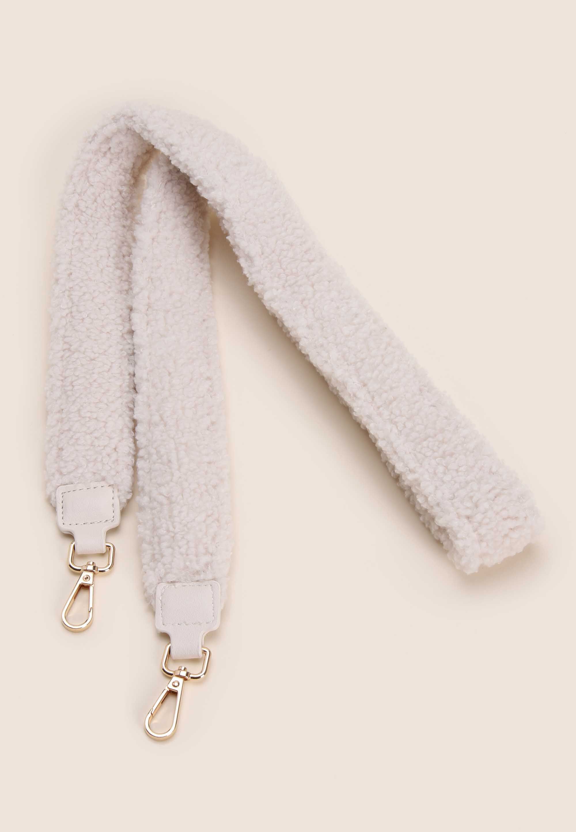 Womens Cream Fluffy Bag Strap