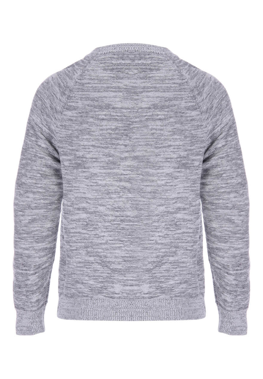 Mens Grey Crew Space Dye Knit Jumper