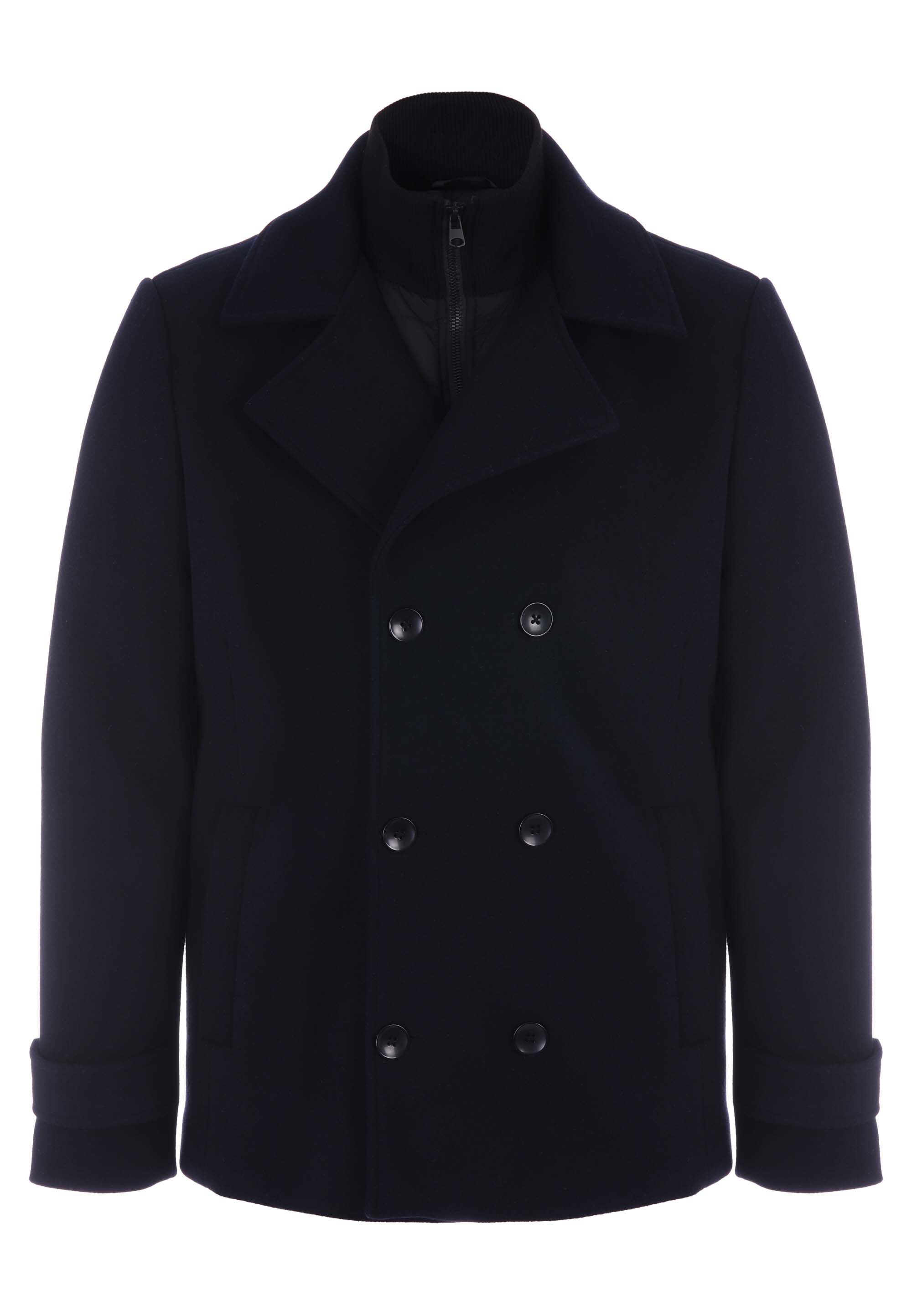 Mens Navy Plain Peacoat Jacket