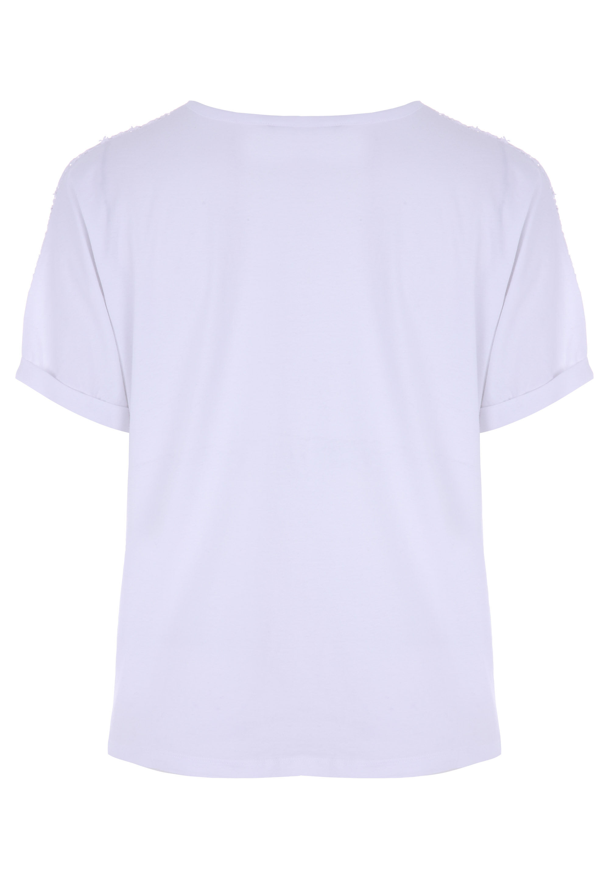 Womens White Broderie Cotton Front Knot T-Shirt