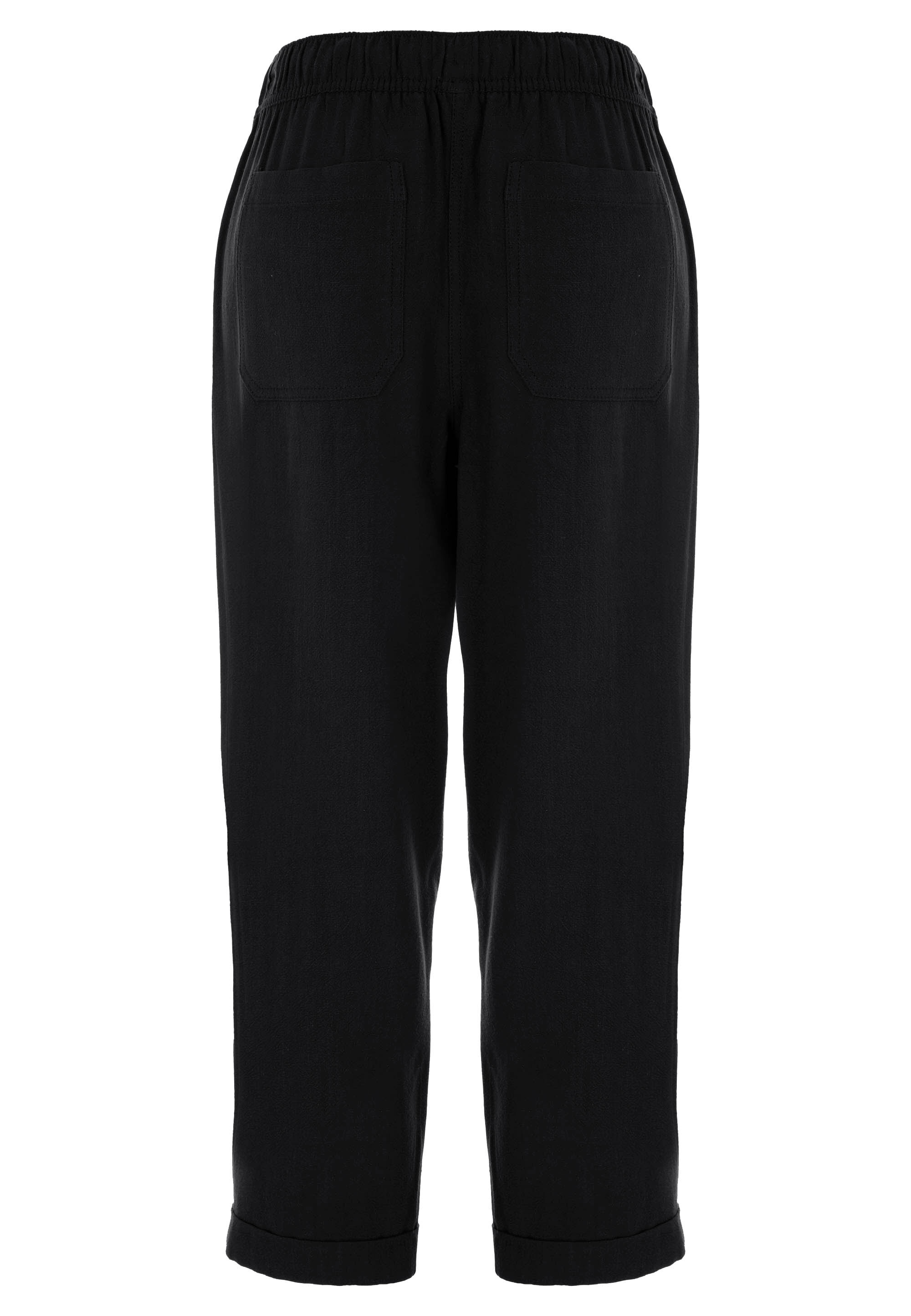 Womens Black Linen Blend Tapered Trousers