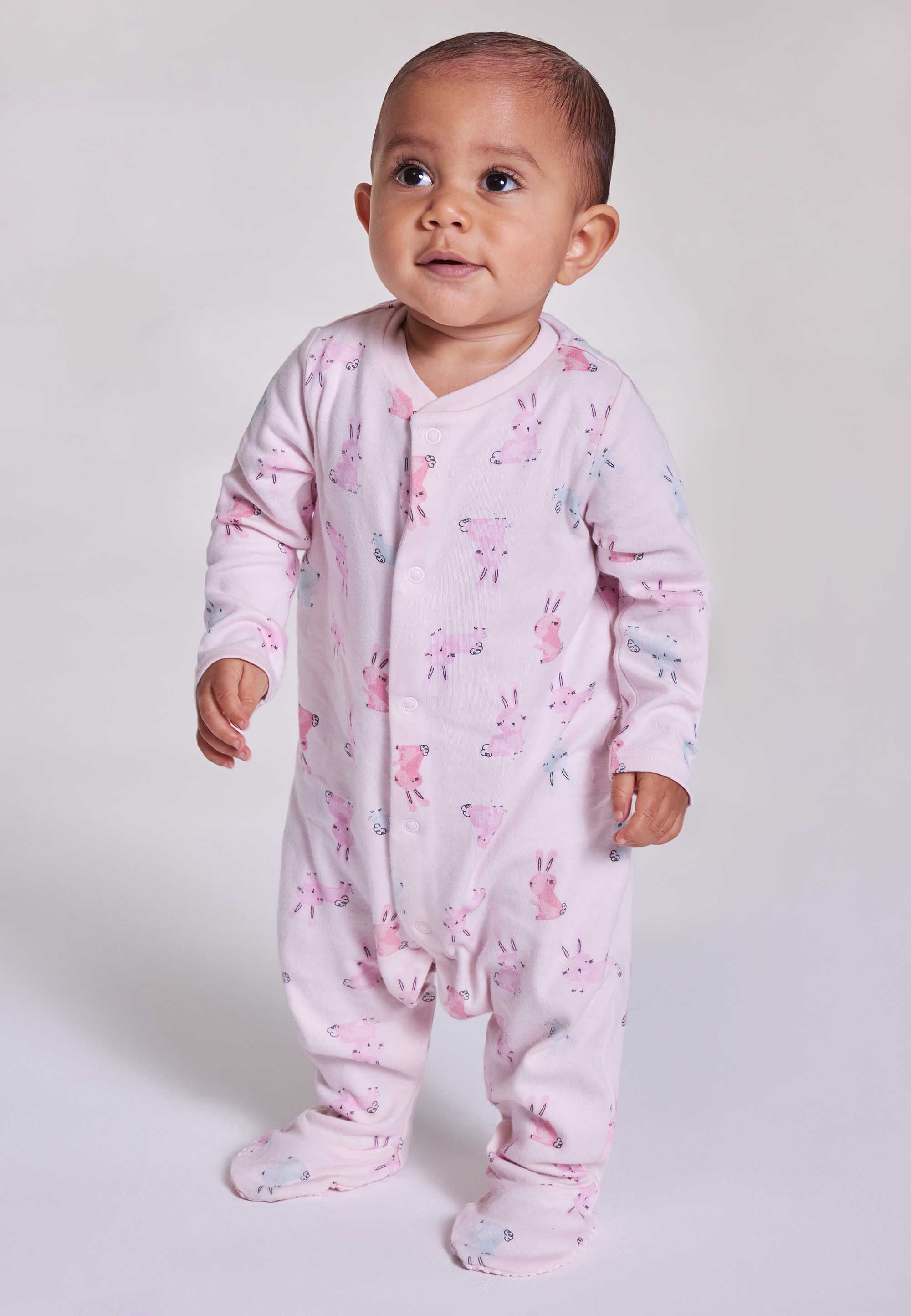 Baby Girls 3pk Pink Bunny Sleepsuits