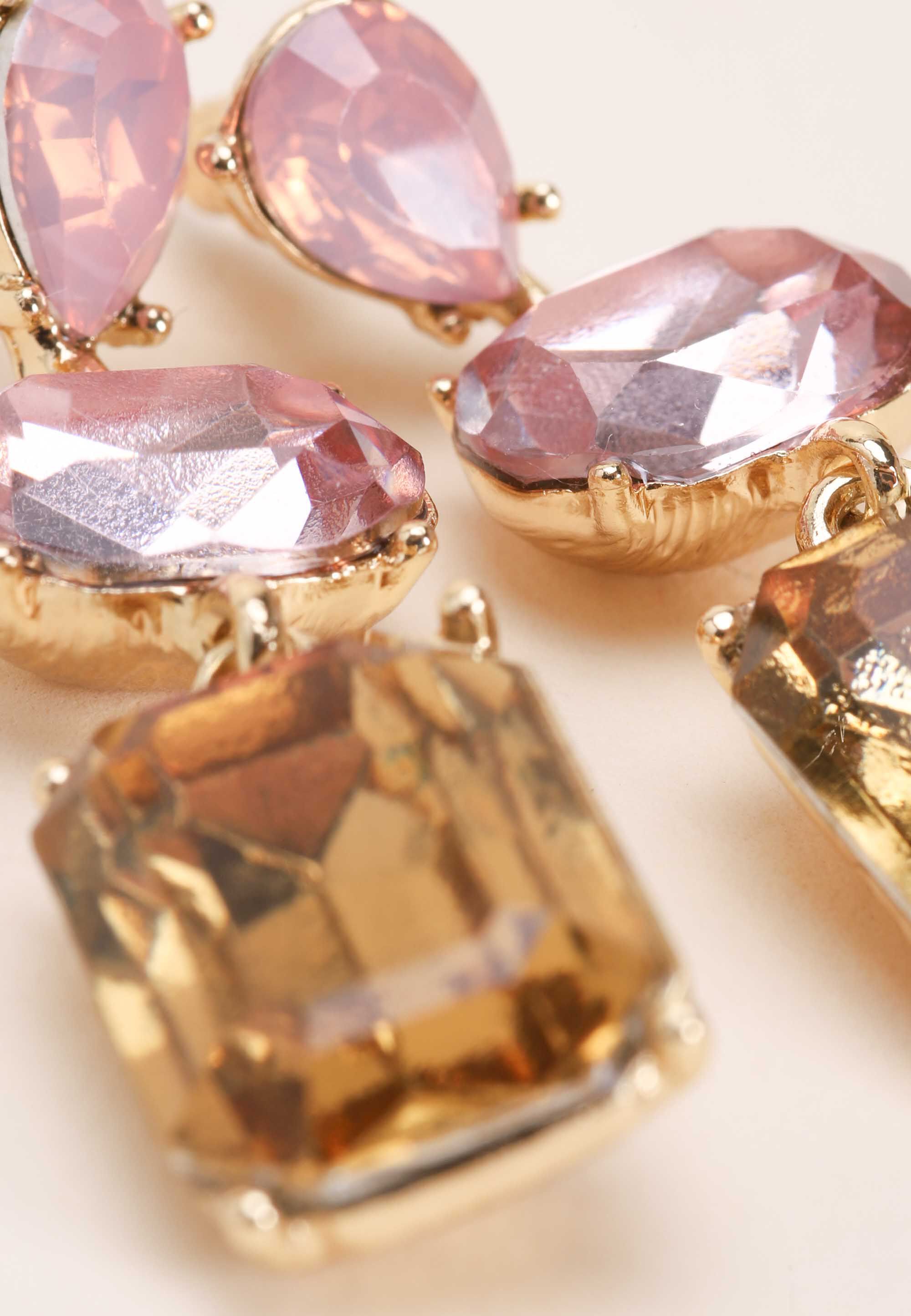 Womens Gold Gem Stone Drop Earrings