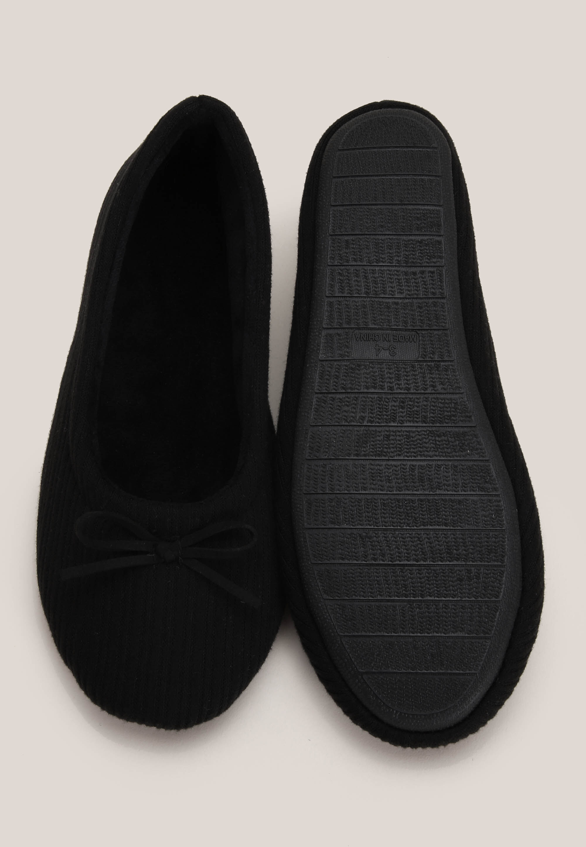 Womens Black Pointelle Ballet Slippers