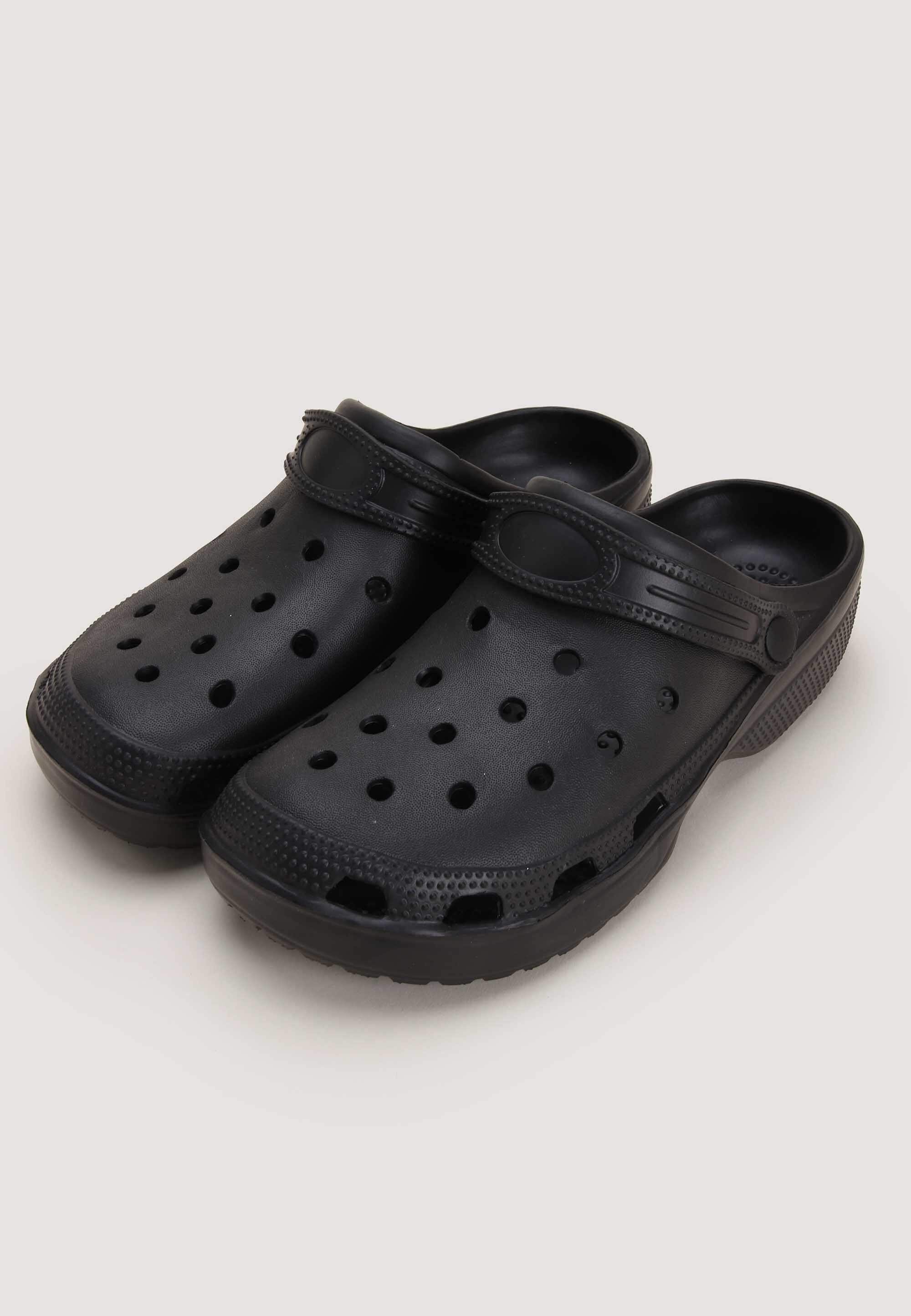 Mens Black Plain Clog Sandals