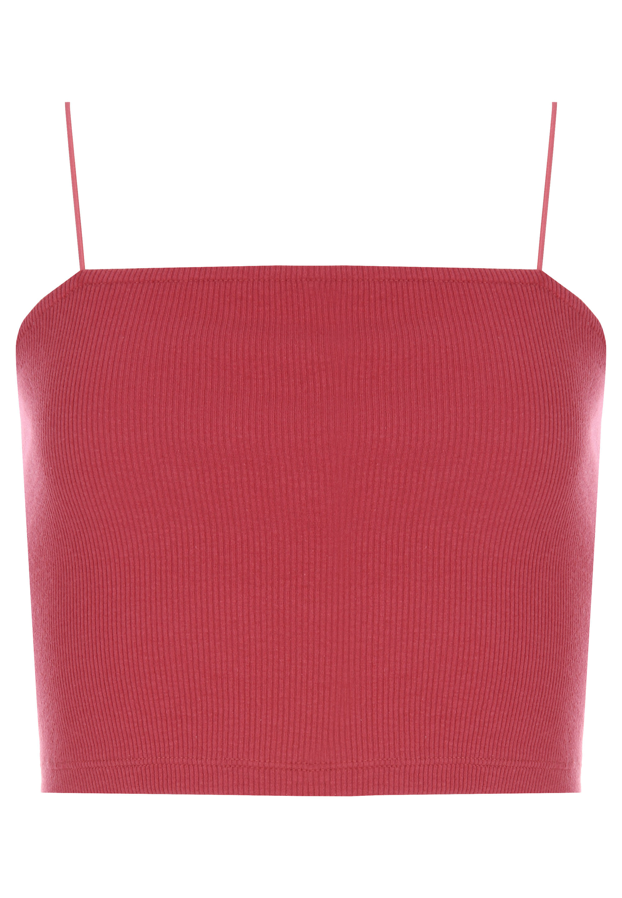 Older Girls Red Plain Ribbed Cami Top
